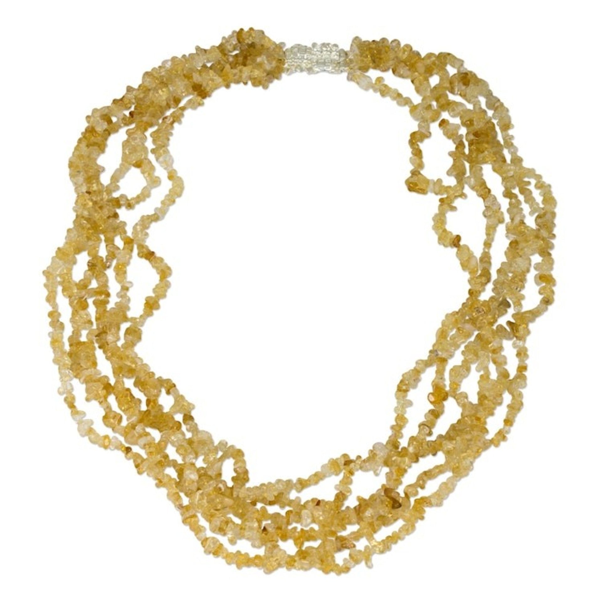 Citrine and Sterling Silver Multi-Strand Necklace 'Citrus Burst'
