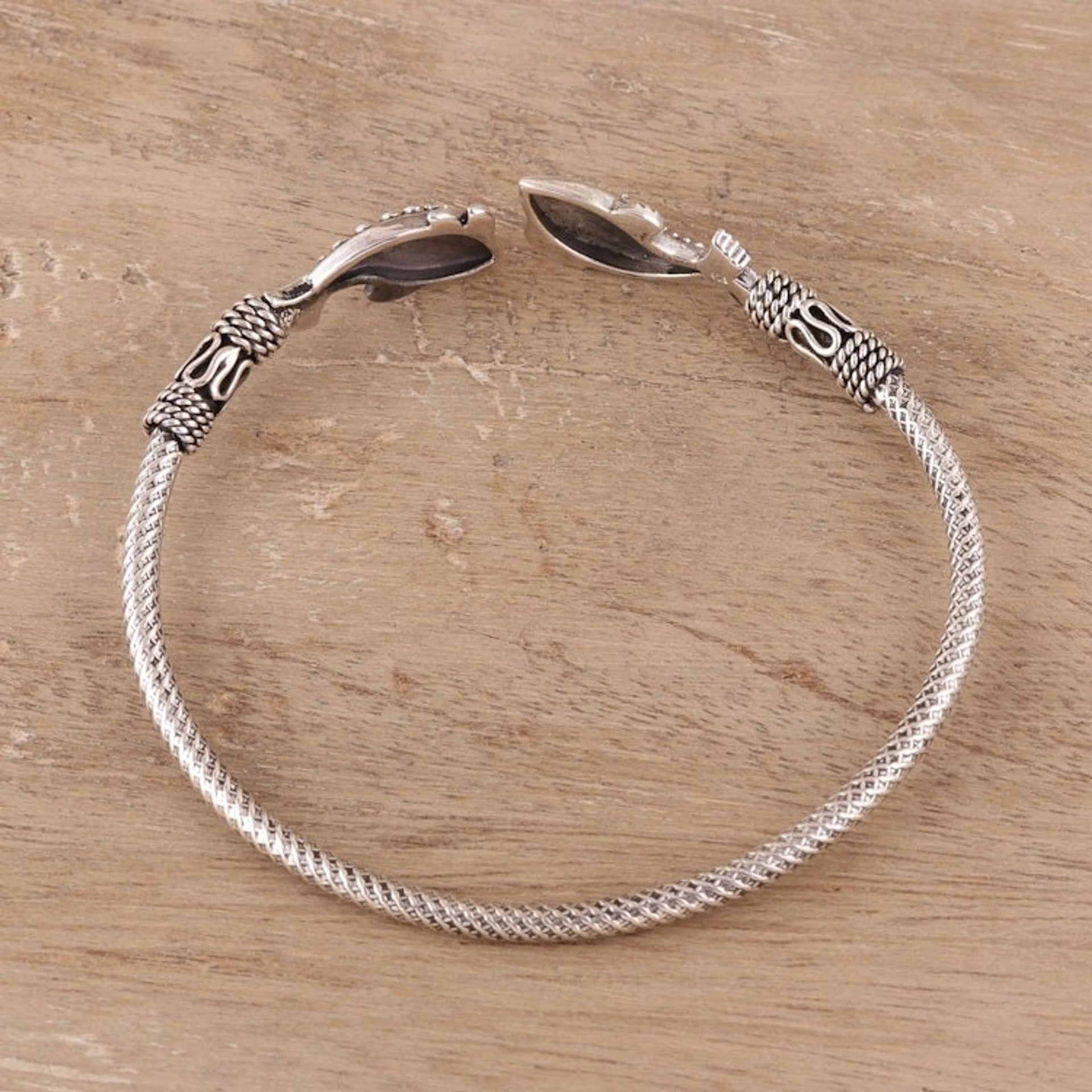 Sterling Silver Fish Cuff Bracelet from India 'Fish Story'