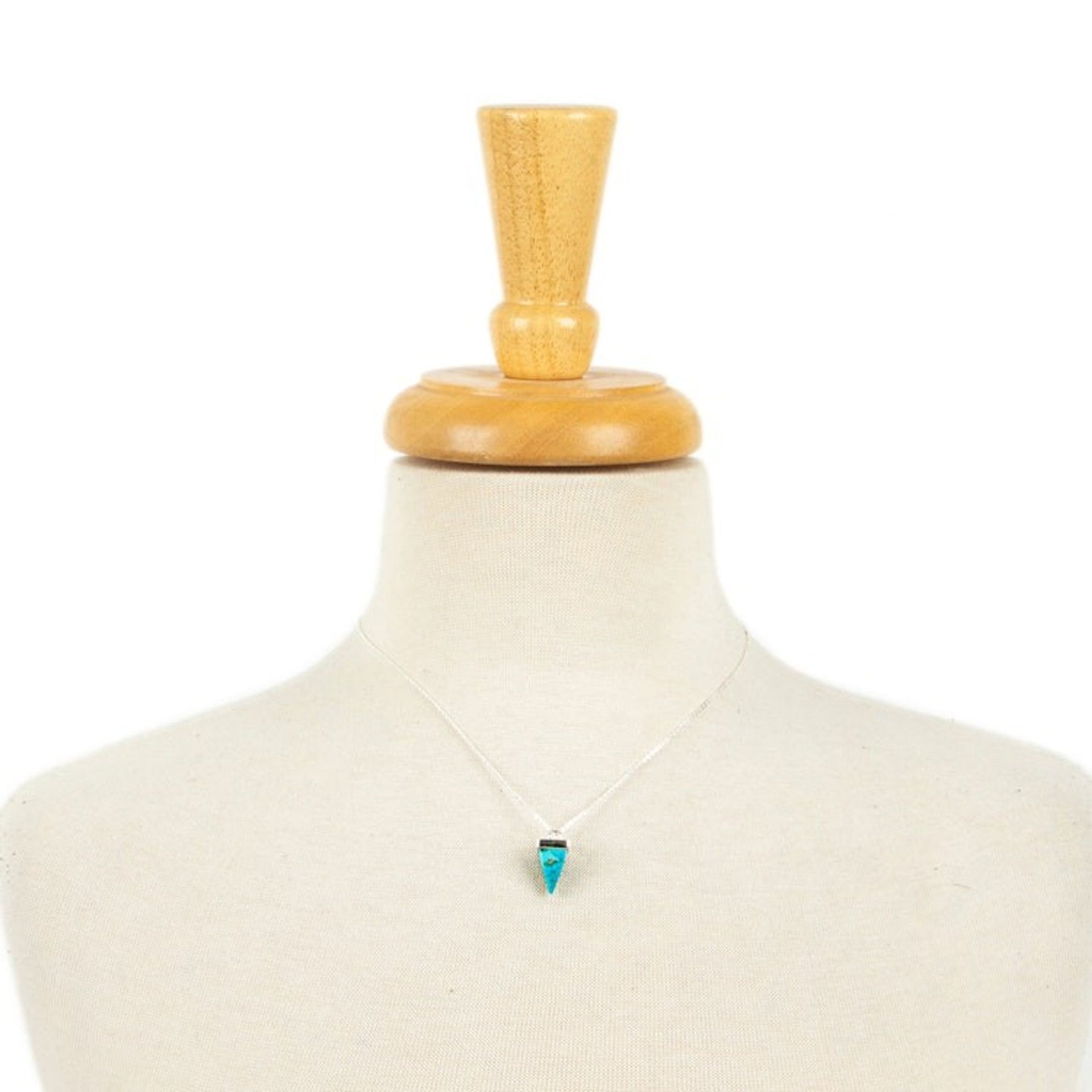 Reconstituted Turquoise Taxco Silver Pendant Necklace 'Precious Pyramid'