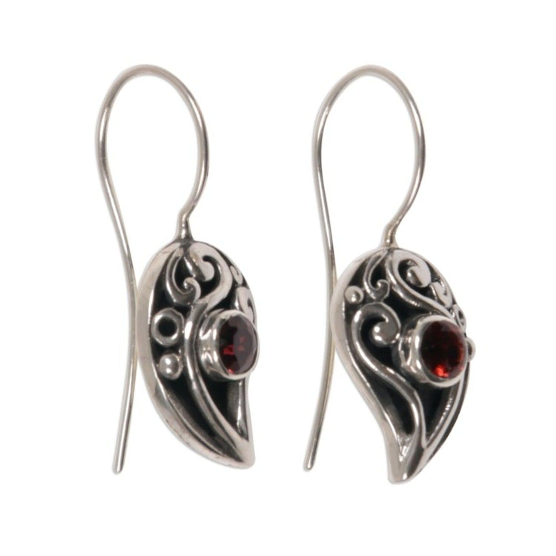 Sterling Silver Garnet Drop Earrings 'Dancing Dewdrops'
