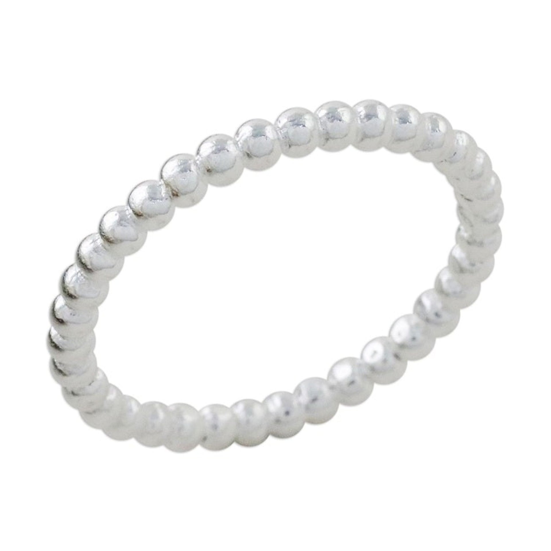 High-Polish Sterling Silver Mid-Finger Ring from Thailand 'Cute Bubbles'