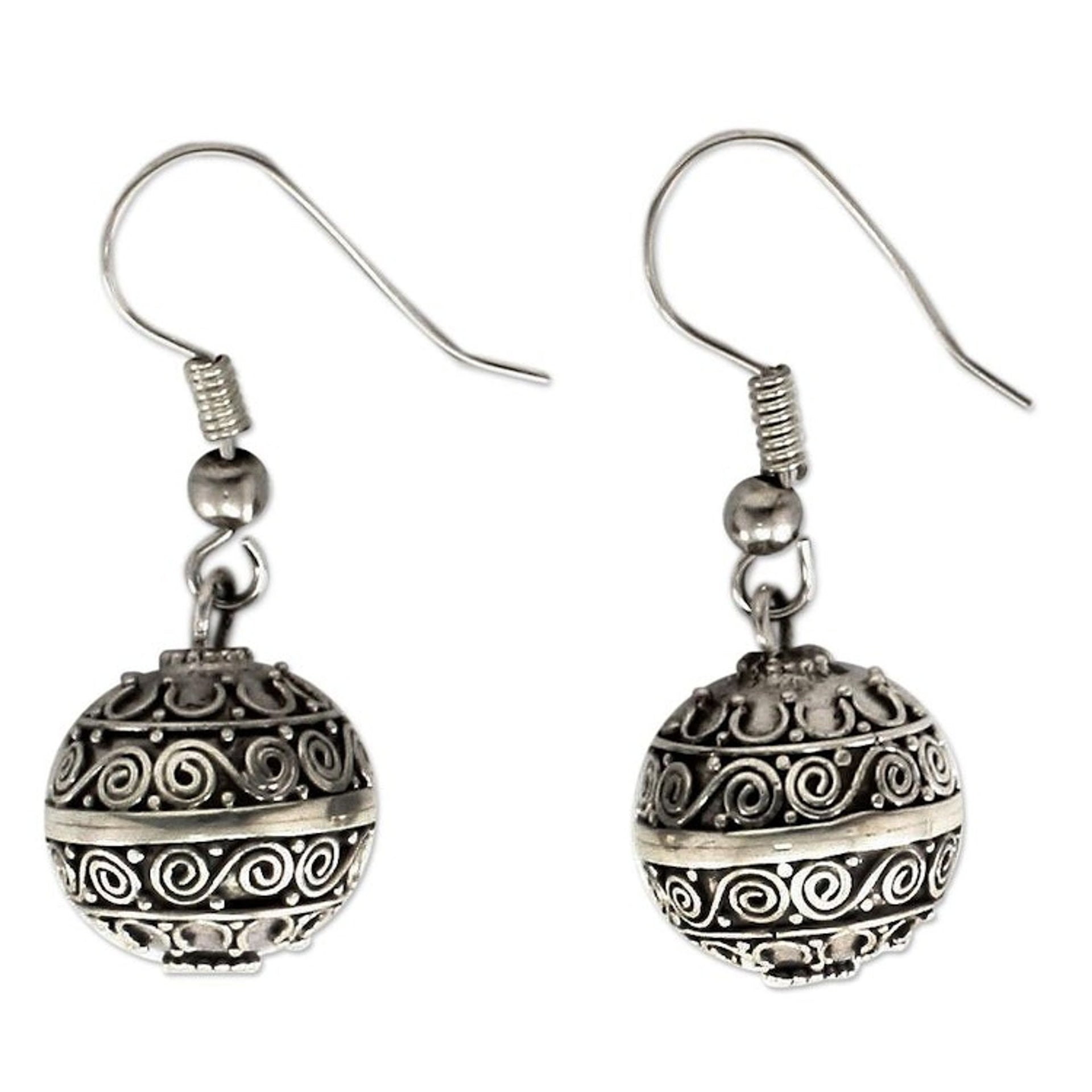 Indonesian Sterling Silver Dangle Earrings 'Melodious'