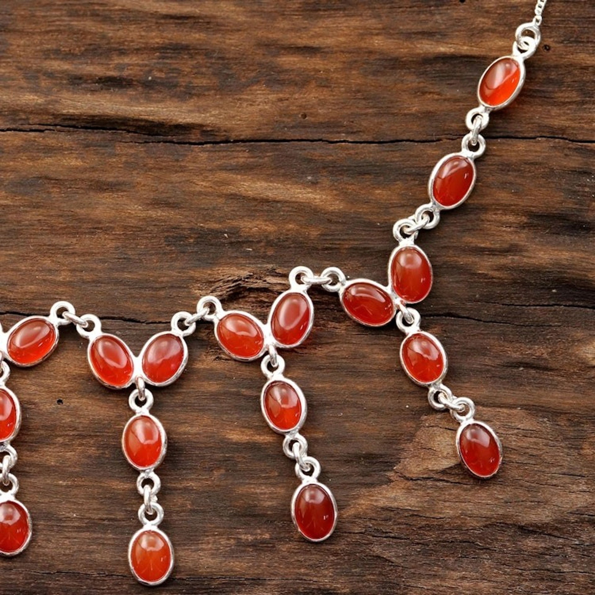 Carnelian Waterfall Necklace from India 'Luxurious Luster'