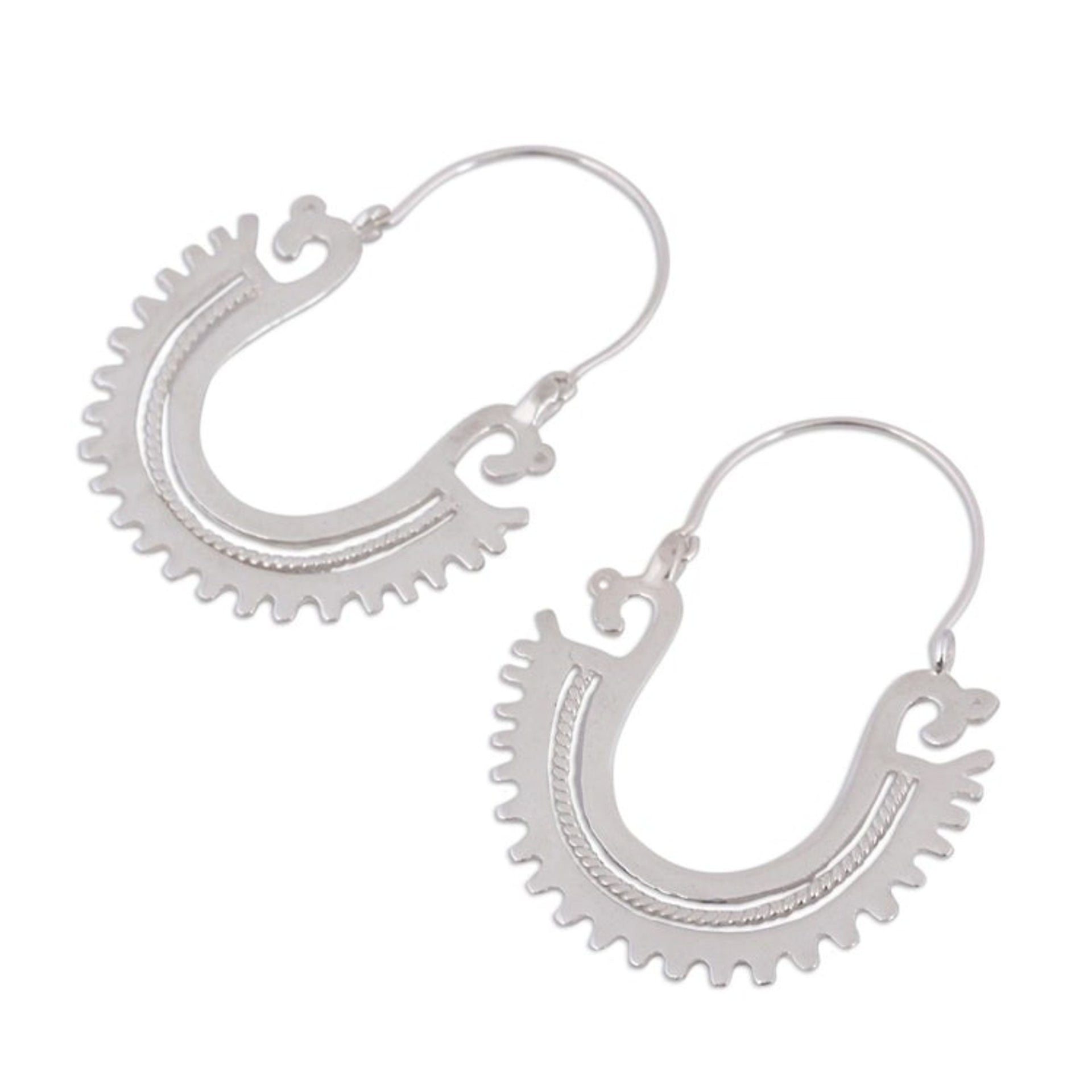 Unique Sterling Silver Hoop Earrings 'The Plumed Serpent'
