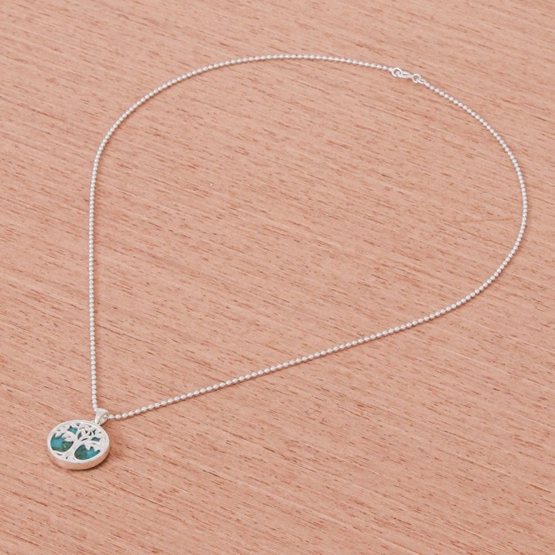 Turquoise and Sterling Silver Tree Necklace 'Haven in Turquoise'