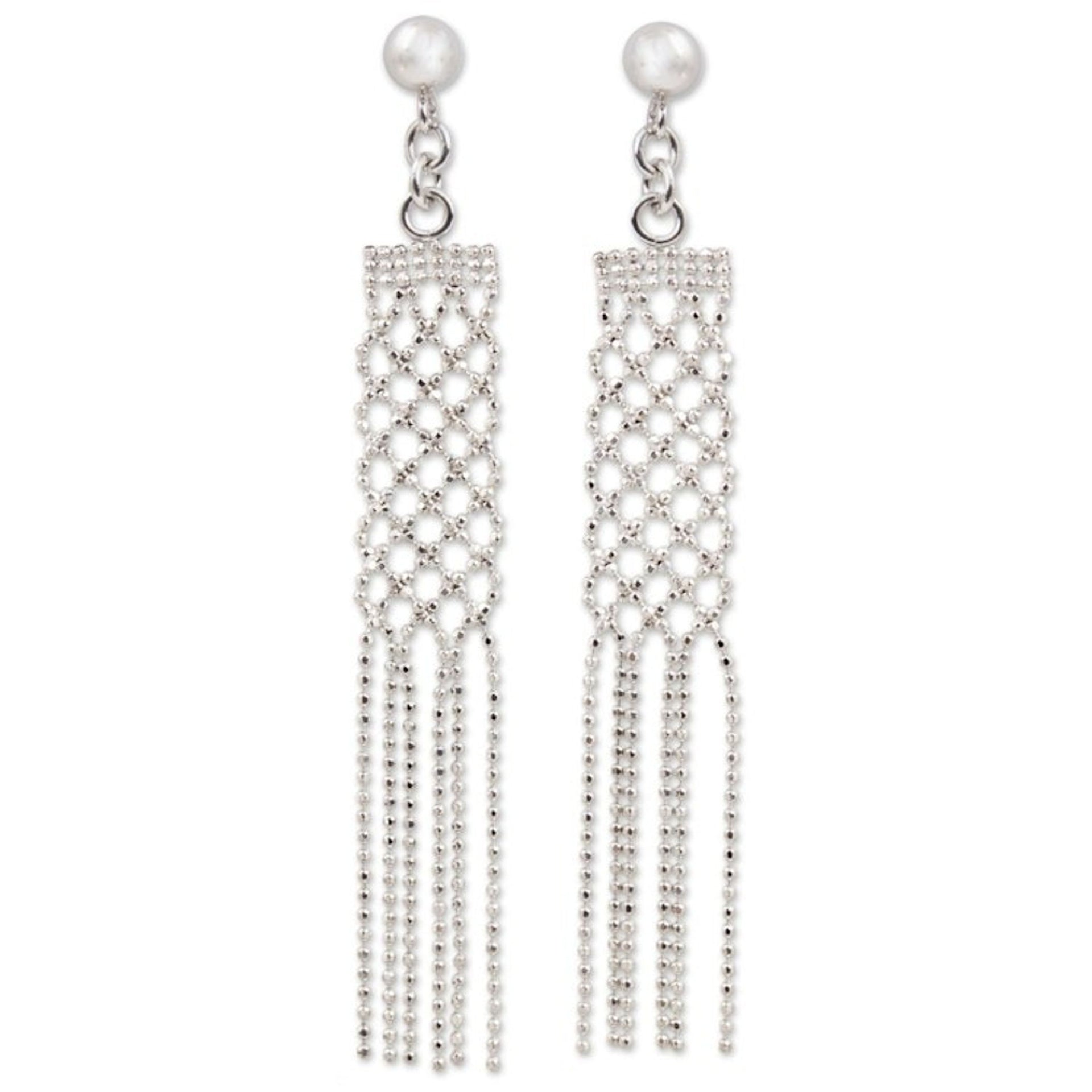 Sterling Silver Waterfall Earrings on Posts from Thailand 'Net Chandeliers'