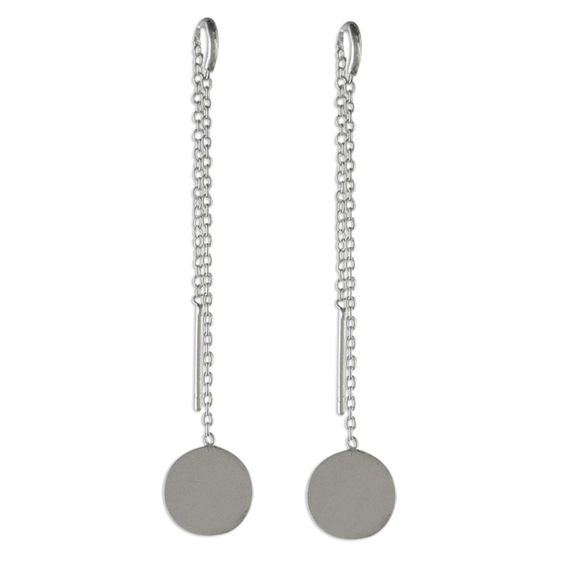 Circular Sterling Silver Threader Earrings from Thailand 'Tiny Moons'