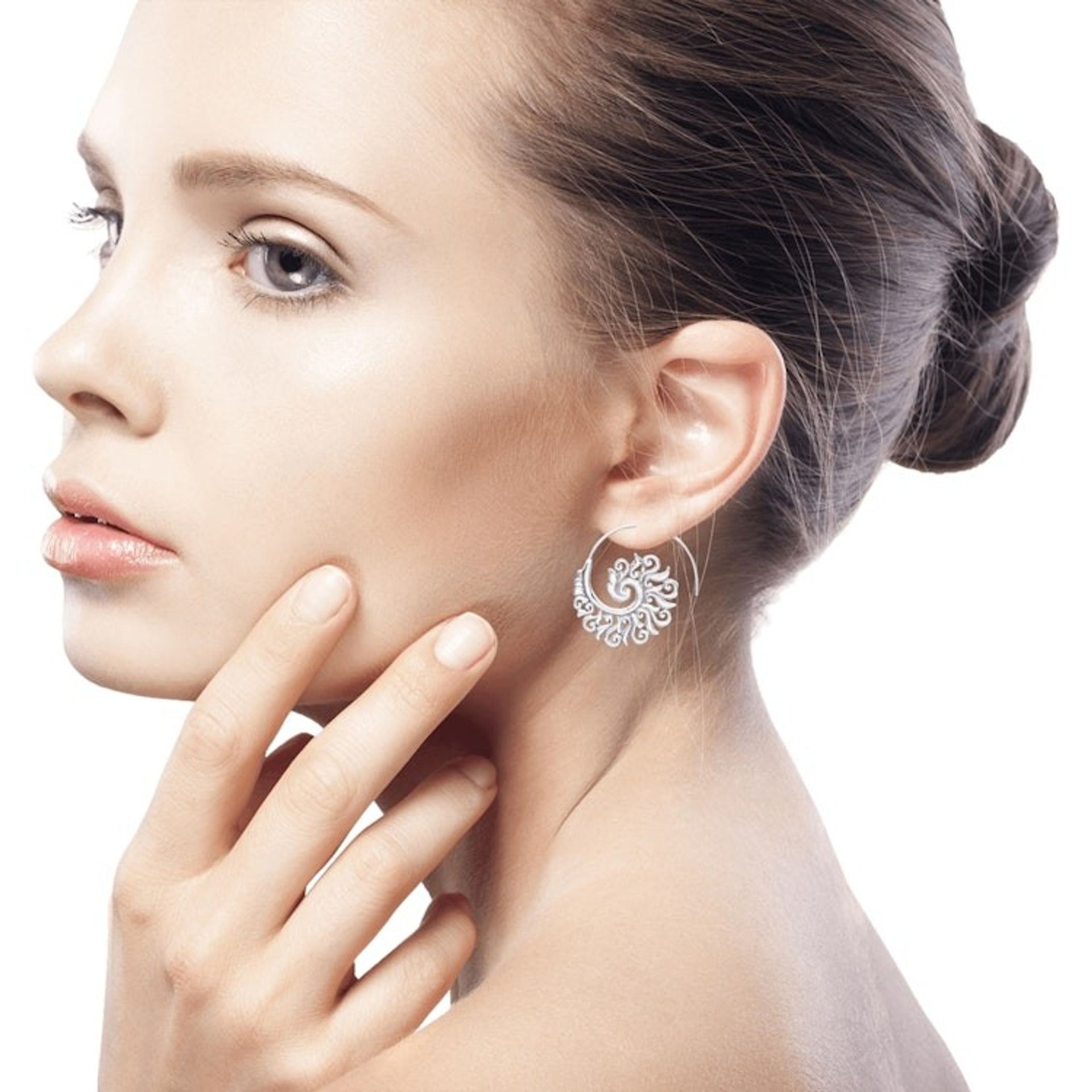 925 Sterling Silver Half Hoop Earrings from Indonesia 'Spiral Beauty'