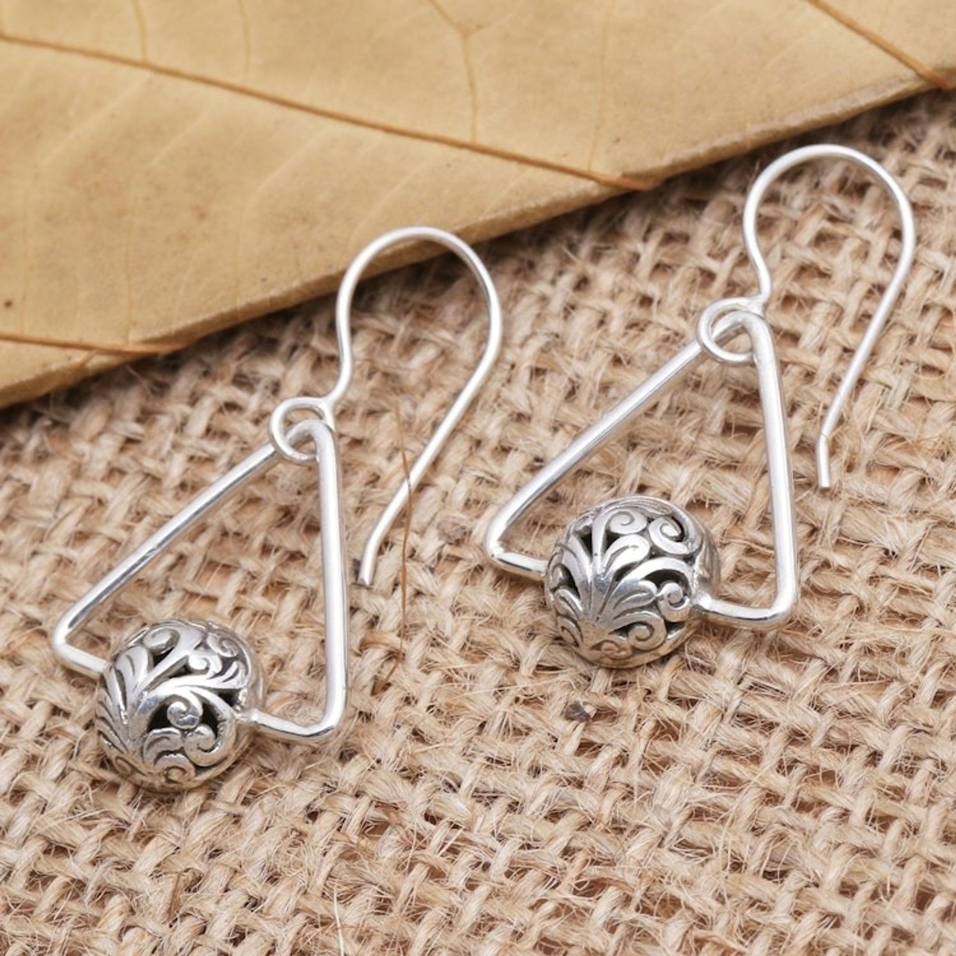 Hand Made Sterling Silver Triangle Dangle Earrings 'Half Hope'