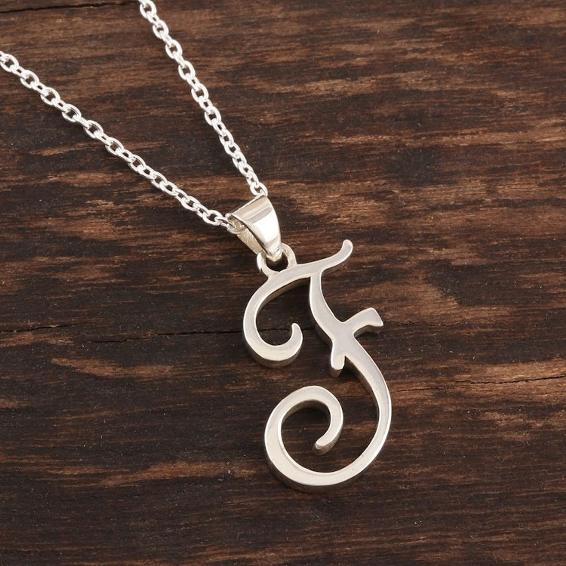 Artisan Crafted F Initial Necklace from India 'Dancing F'
