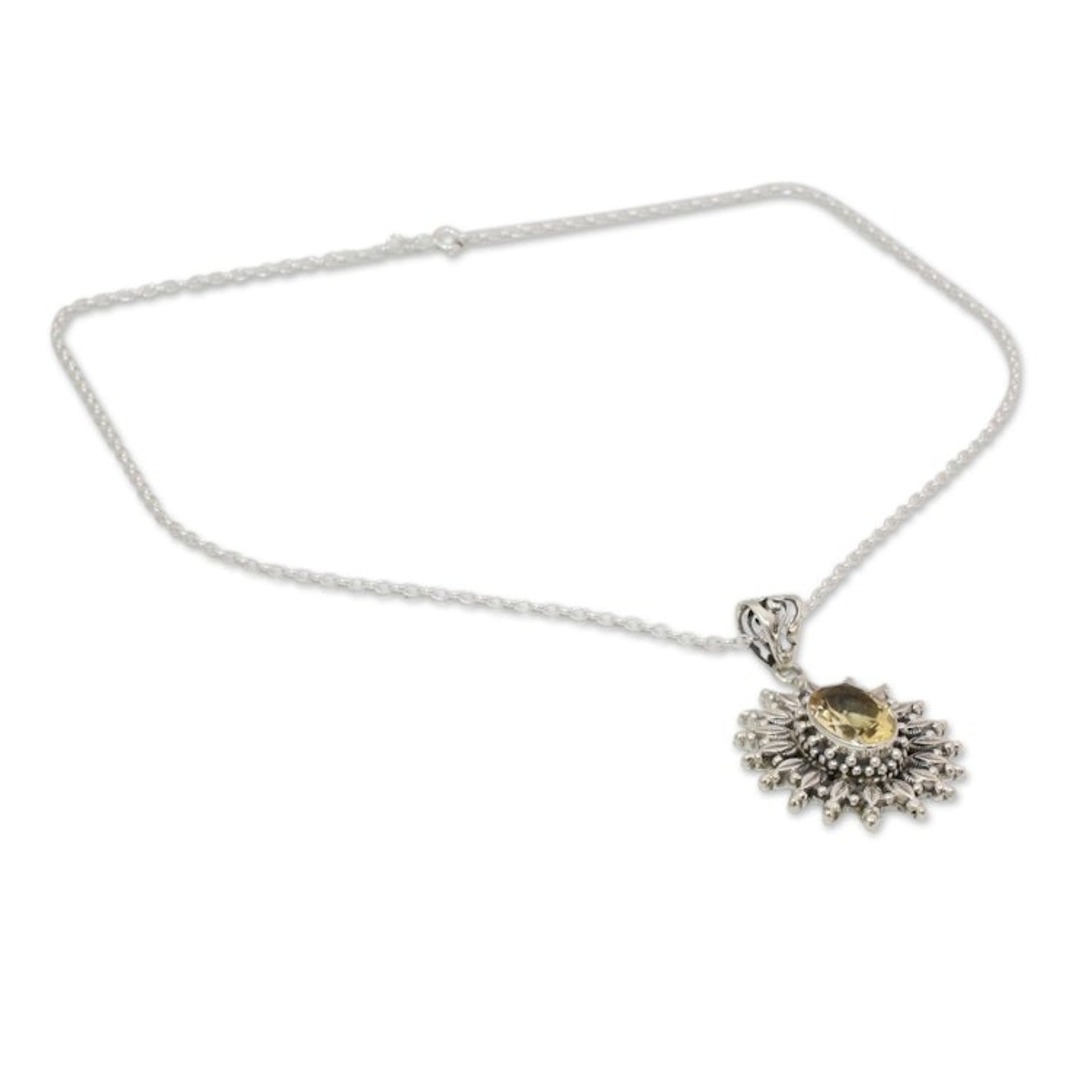 3.5 Carat Citrine and Silver Artisan Crafted Necklace 'Eternal Radiance'
