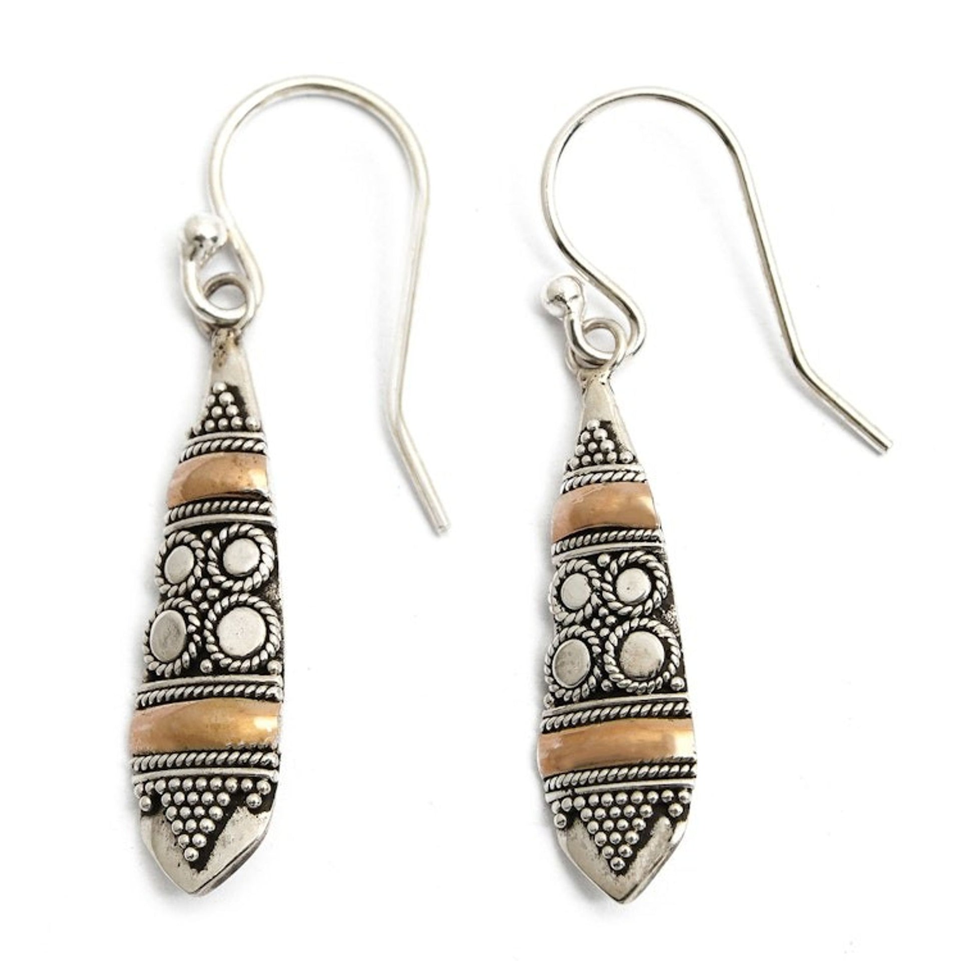 Sterling Silver 18k Gold Accent Dangle Earrings 'Fireflies'