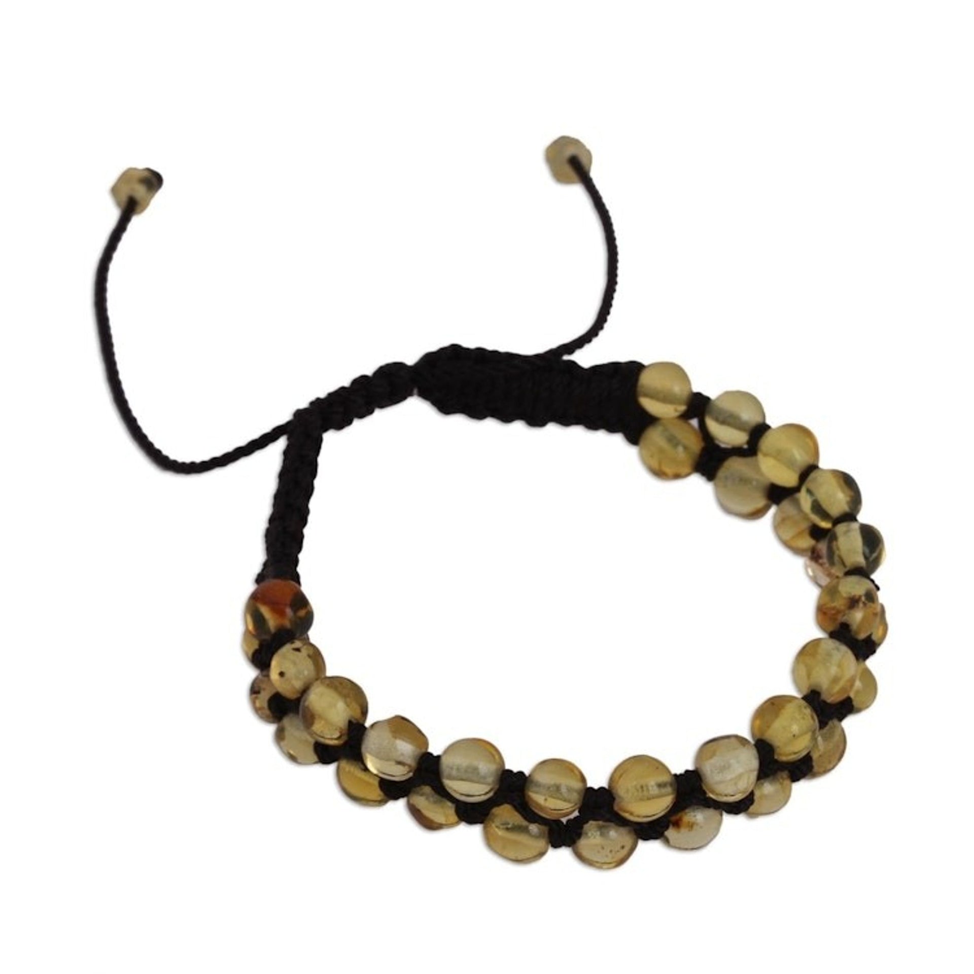 Natural Amber Beaded Macrame Bracelet from Mexico 'Beads of Desire'