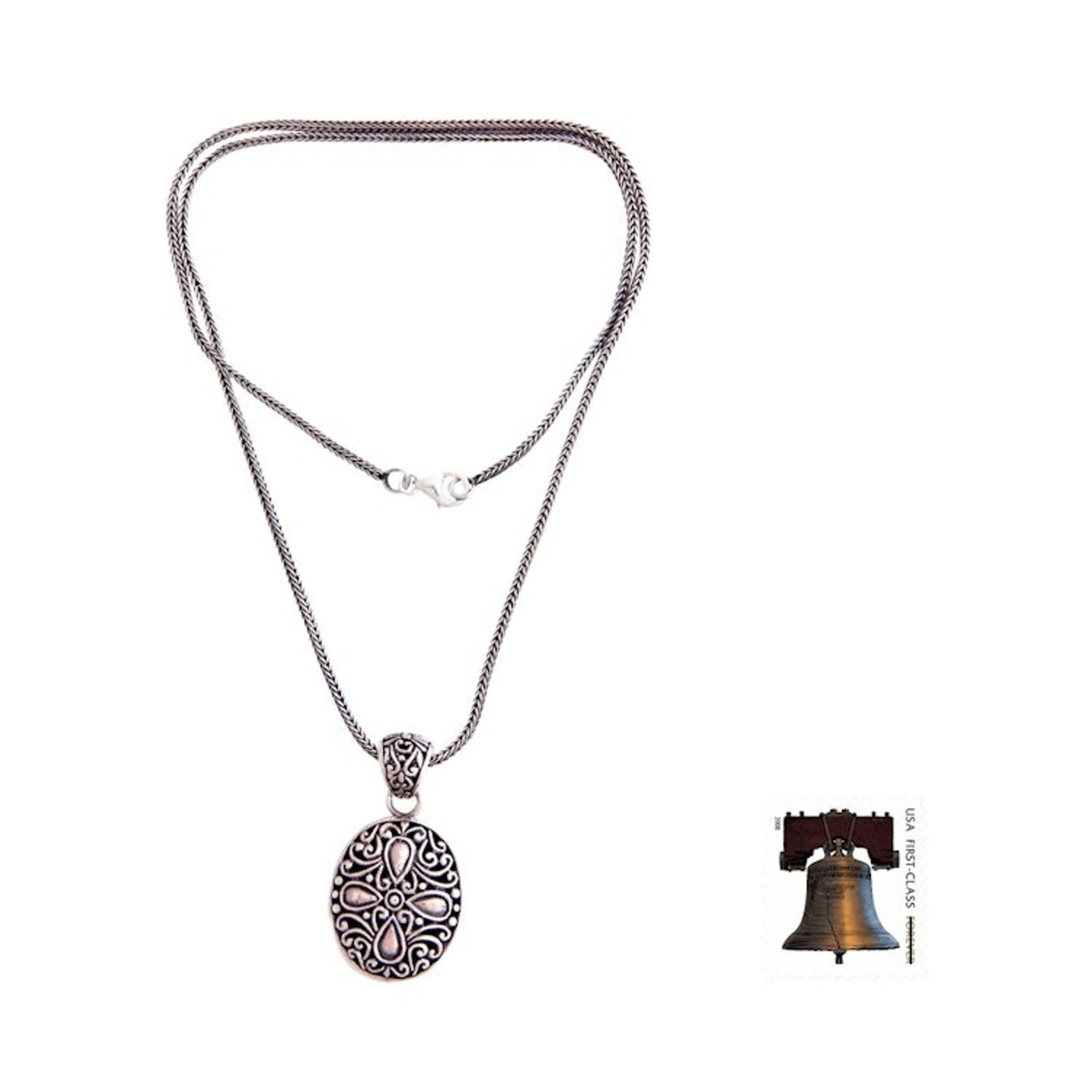 Hand Made Floral Sterling Silver Pendant Necklace 'Jasmine Flower'