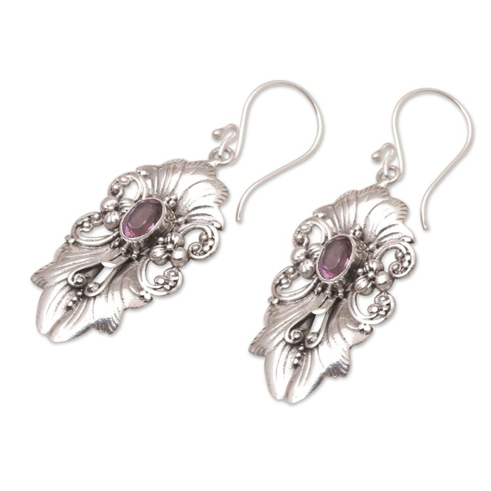Amethyst and Sterling Silver Dangle Earrings 'Silent Majesty in Purple'