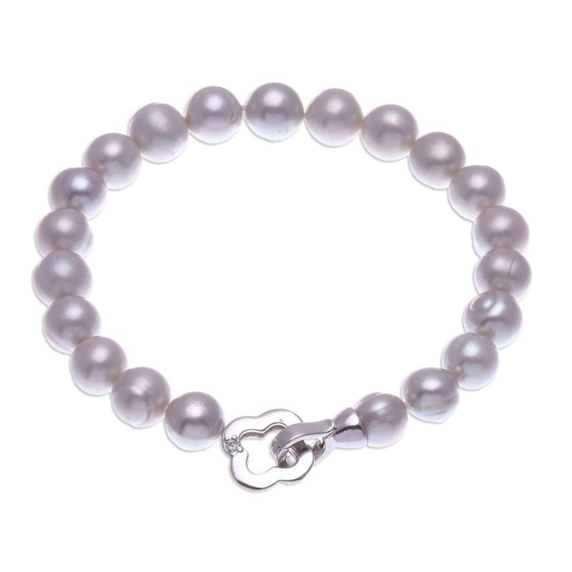 Artisan Crafted Grey Cultured Pearl Necklace and Bracelet 'Precious Dream in Silver'