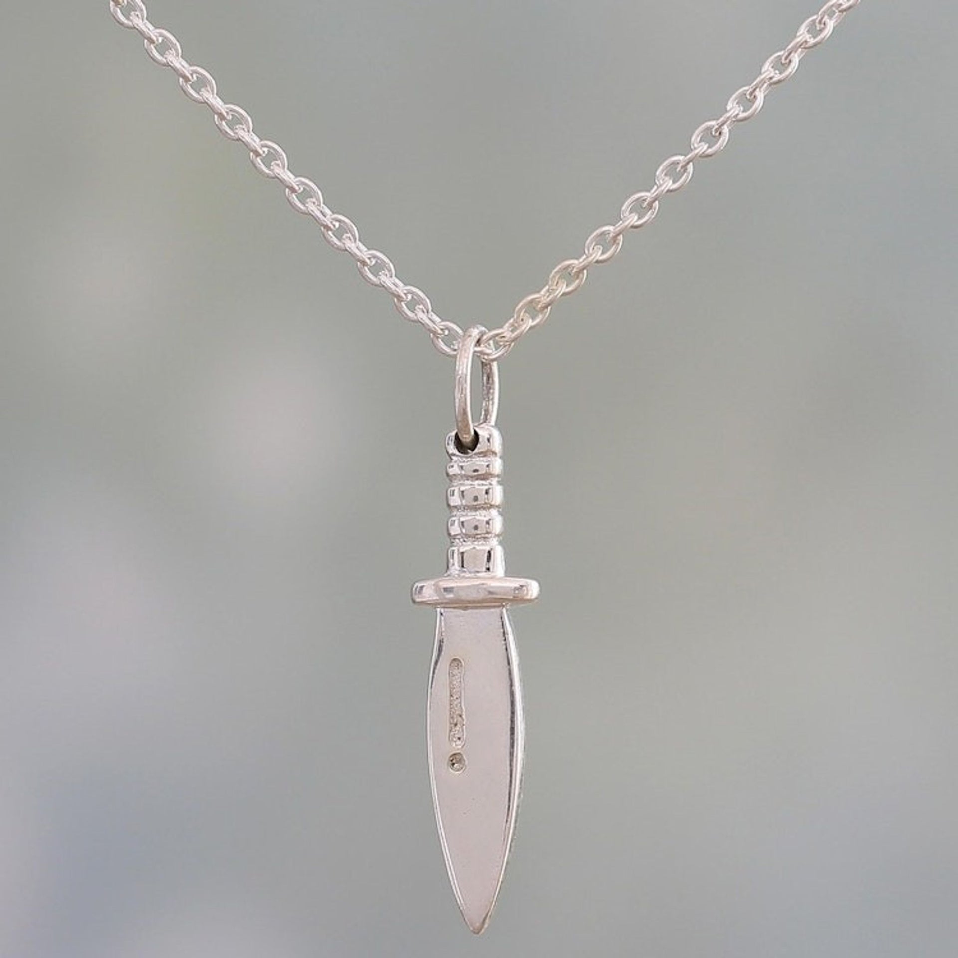 Sterling Silver Sword Necklace Handcrafted in India 'Mighty Sword'
