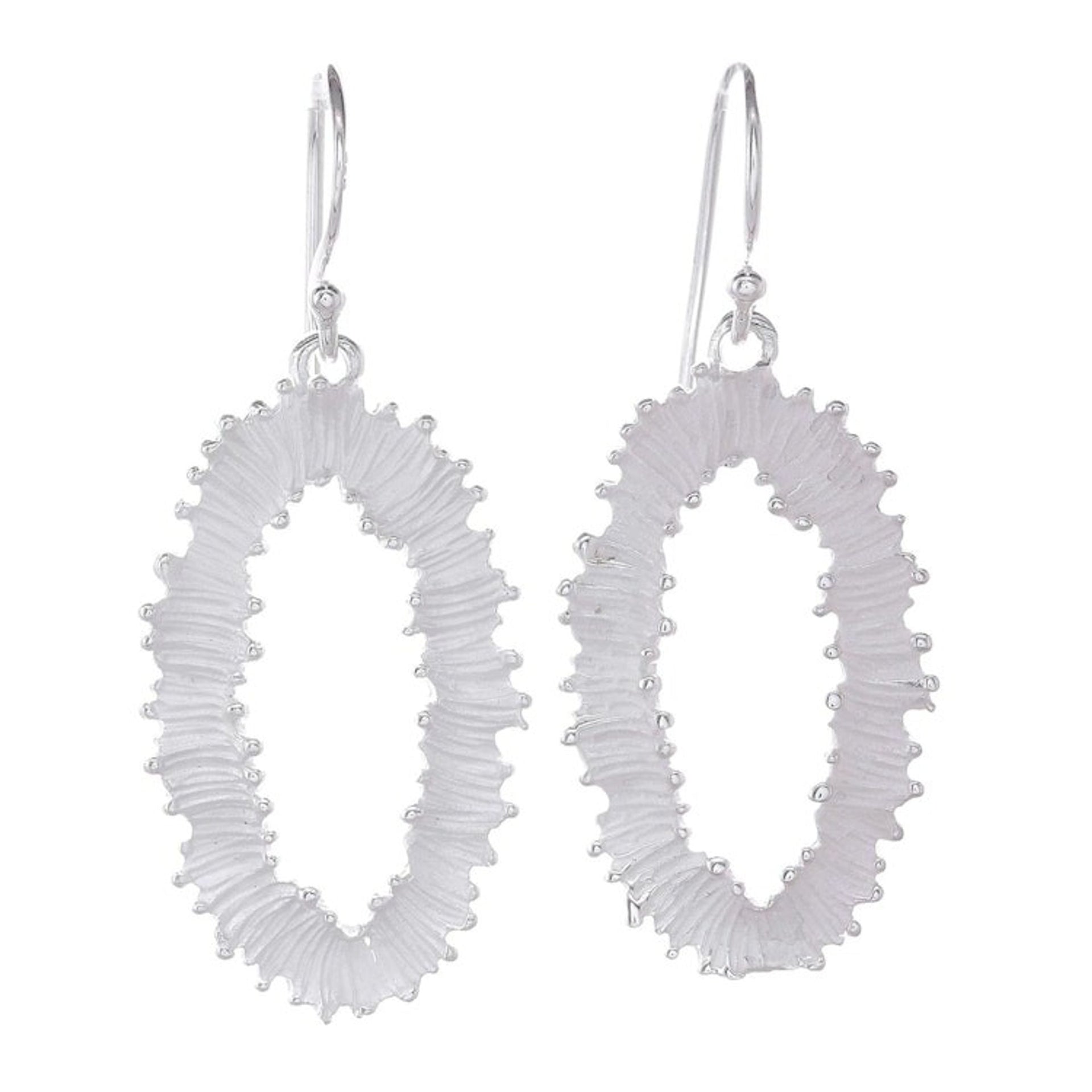 Modern Abstract Sterling Silver Dangle Earrings 'Wavy Rings'