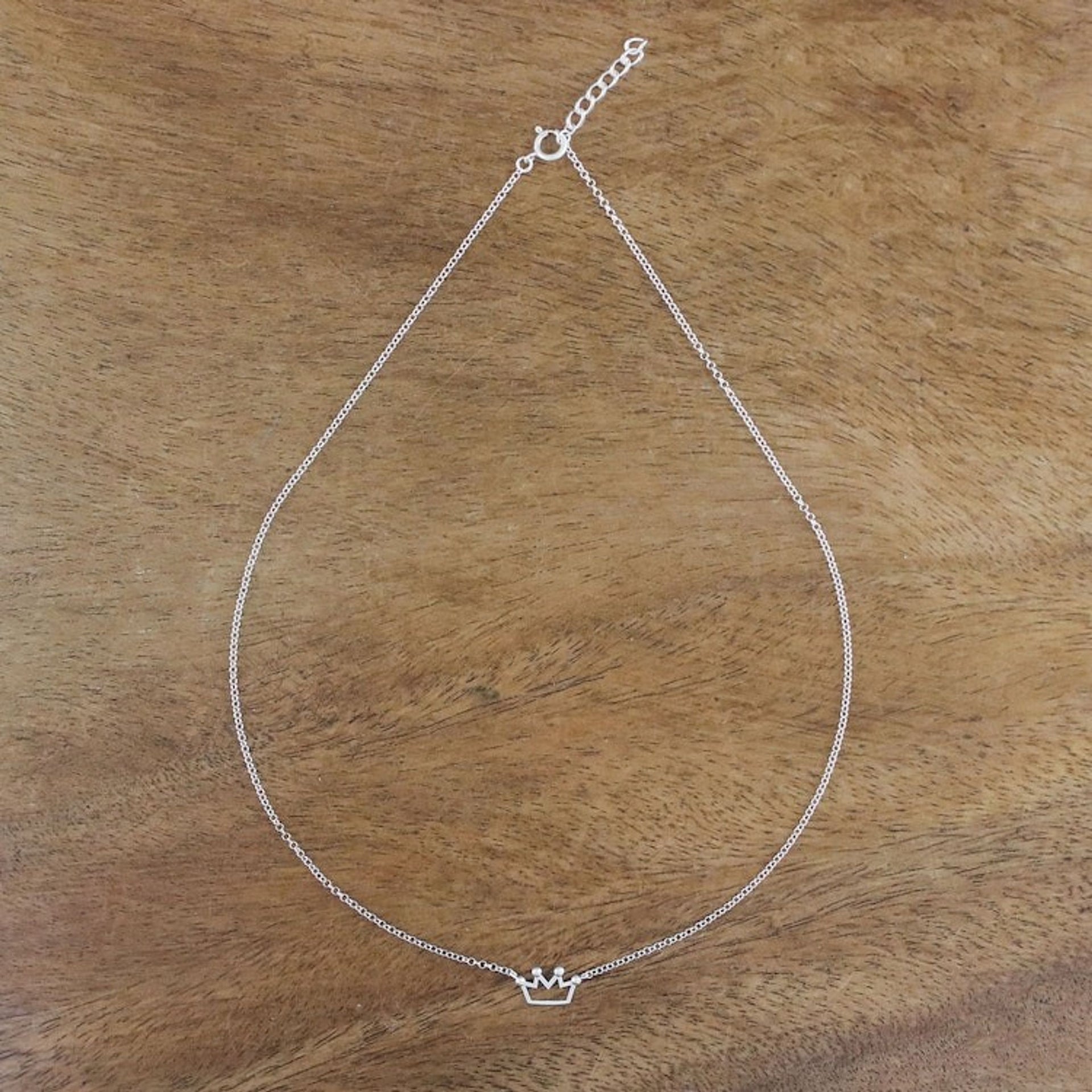 Sterling Silver Crown Pendant Necklace from Thailand 'Delightful Crown'