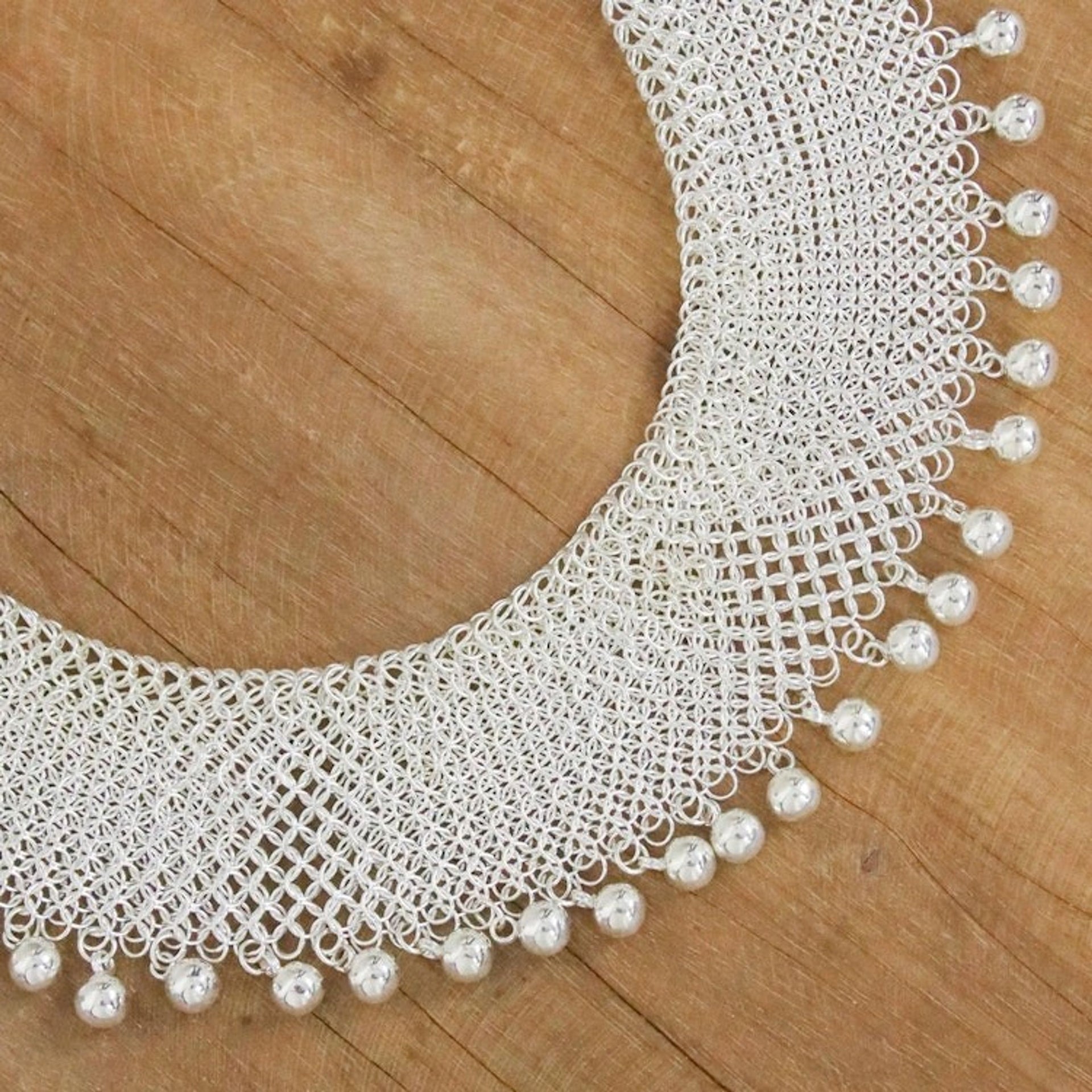 Thailand High Polish Sterling Silver Layered Collar Necklace 'Elegant Life'