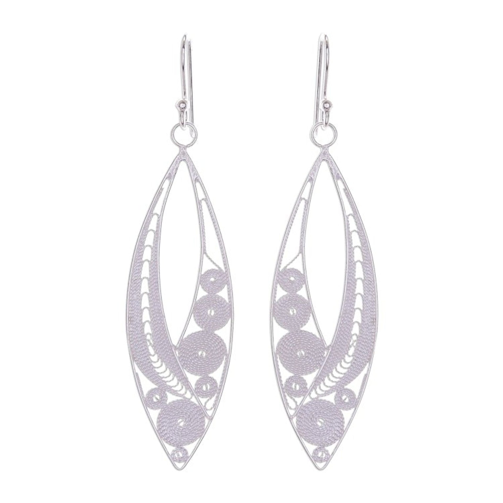 Elegant Sterling Silver Filigree Dangle Earrings 'Virtuosity'
