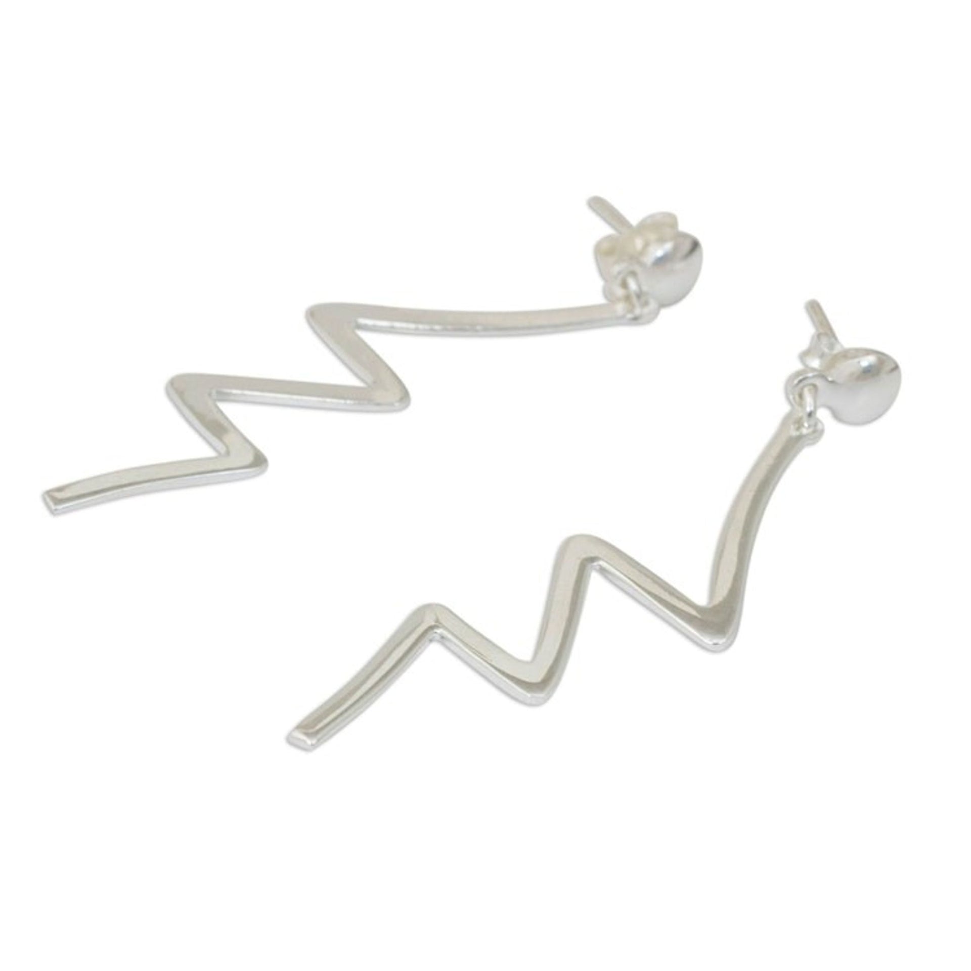 Abstract Geometric Dangle Earrings in Sterling Silver 'Thunderbolt'