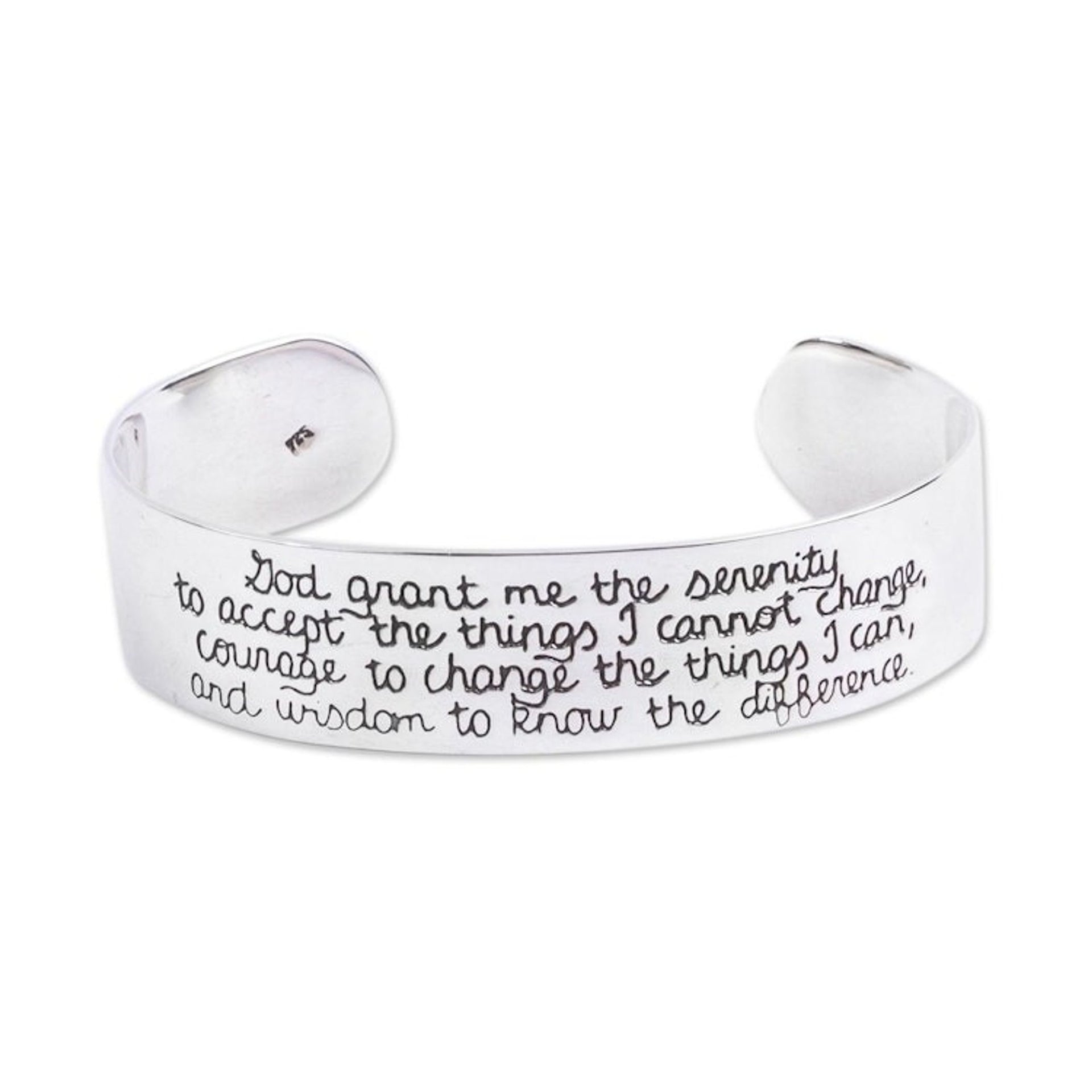 Inspirational Thoughts Taxco Sterling Silver Cuff Bracelet 'Serenity Prayer'