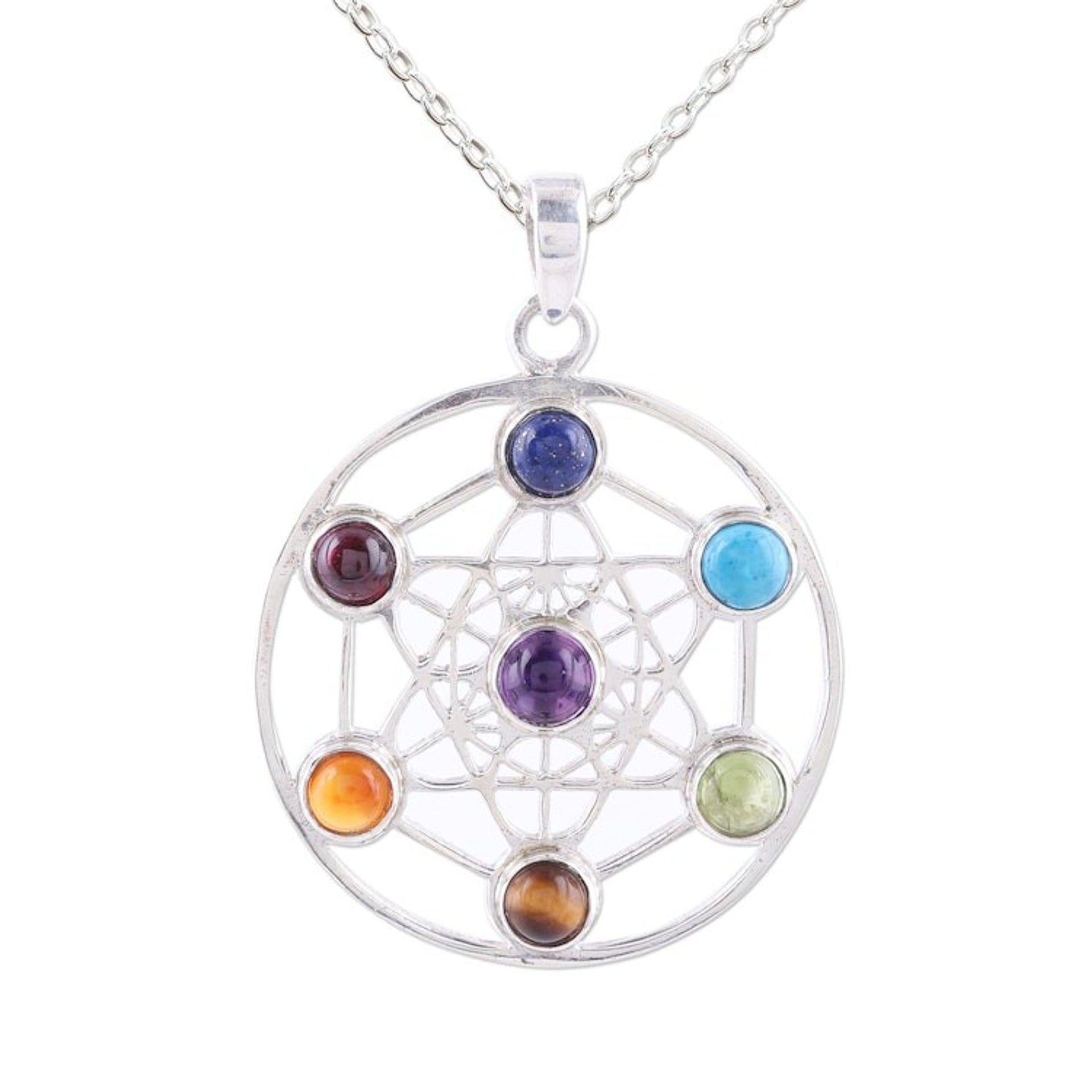 Multi-Gemstone Circular Chakra Necklace from India 'Inner Chakra'