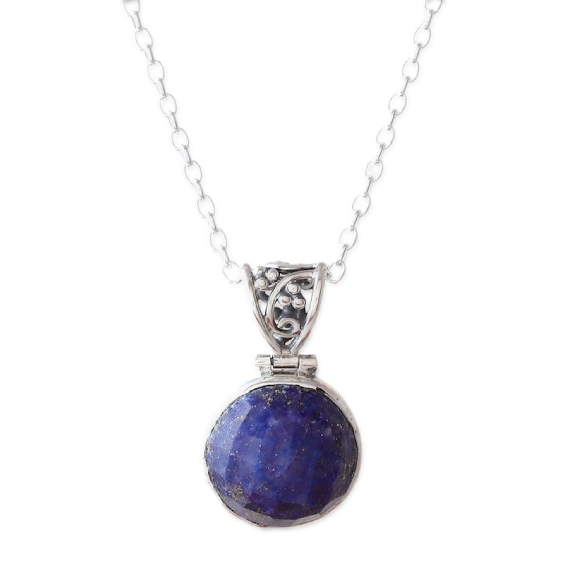 14-Carat Faceted Checkerboard Lapis Lazuli Pendant Necklace 'True Magic'