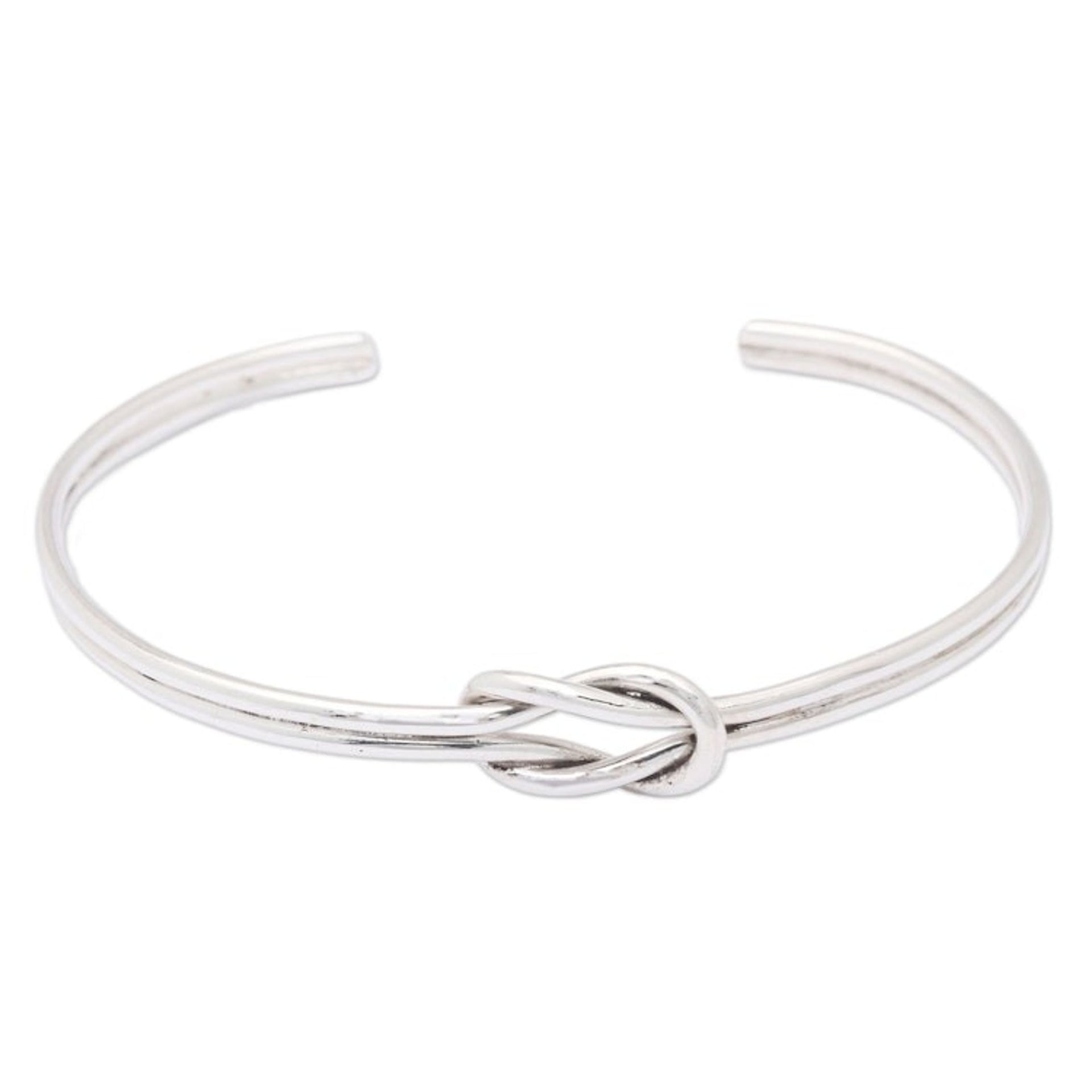 High-Polished Modern Sterling Silver Cuff Bracelet 'Faithful Spirit'