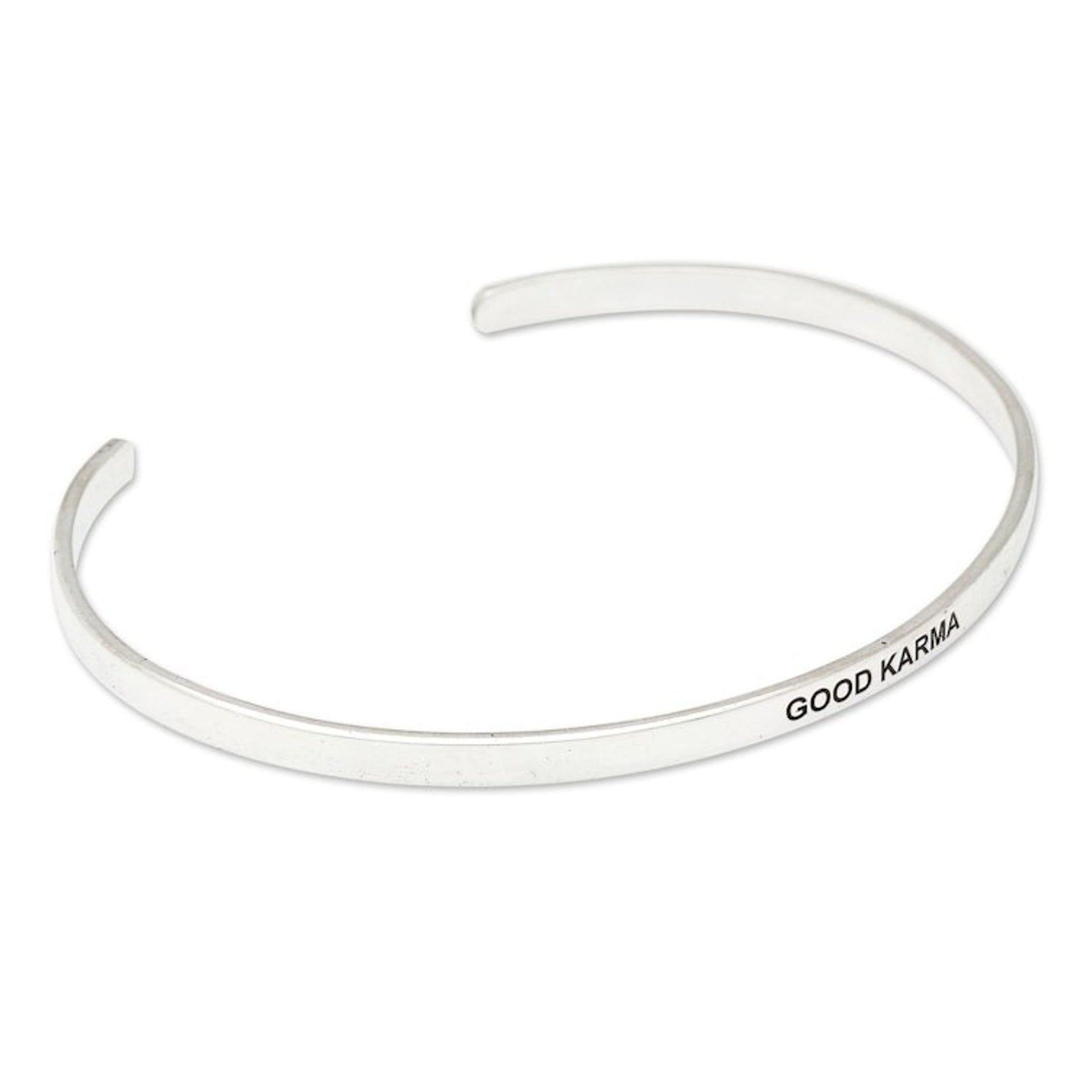 Polished Minimalist Sterling Silver Karma Cuff Bracelet 'Your Karma'