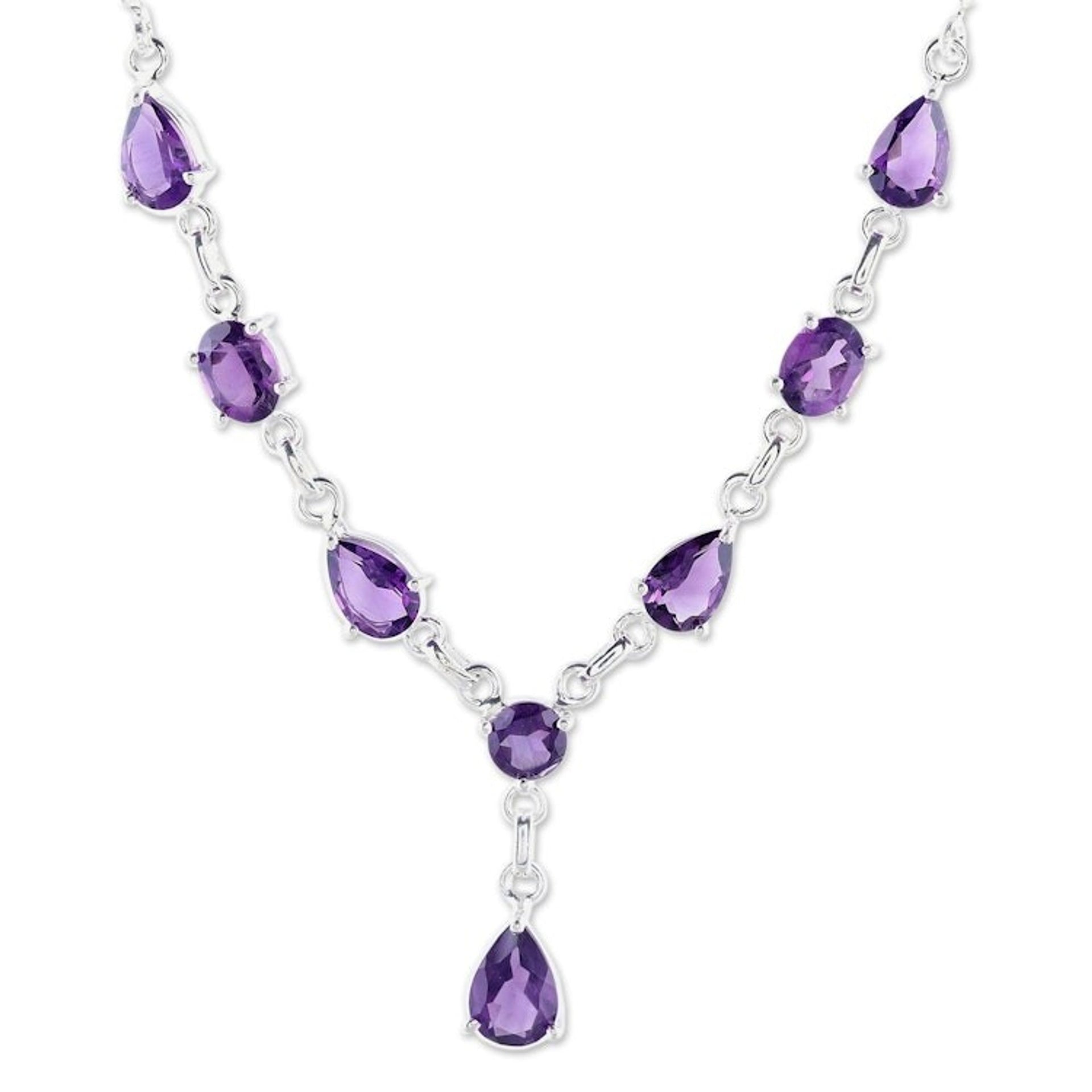 Artisan Crafted Amethyst and Sterling Silver Y Necklace 'Lilac Princess'