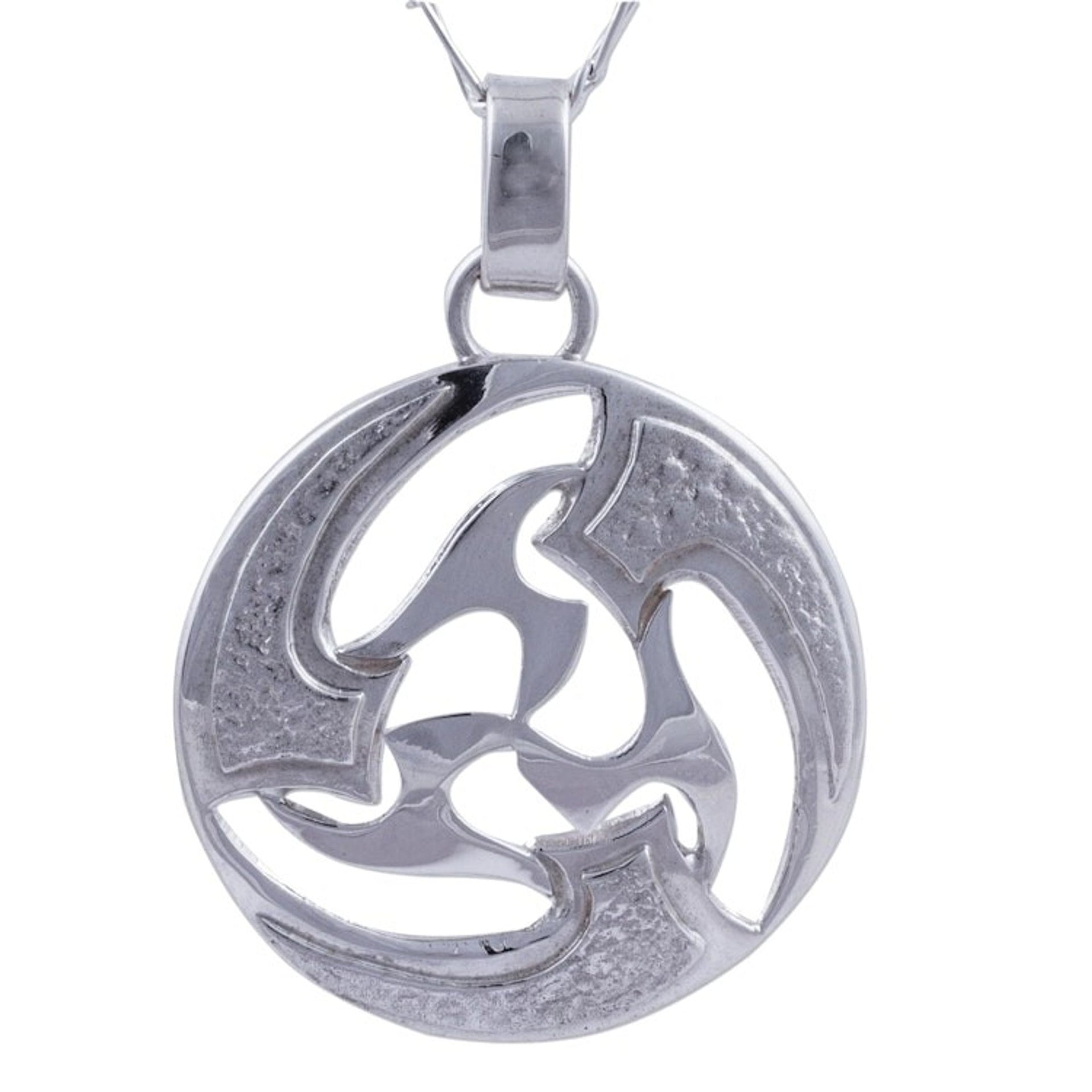 Modern Abstract Andean Silver Pendant Necklace 'Universe in Motion'