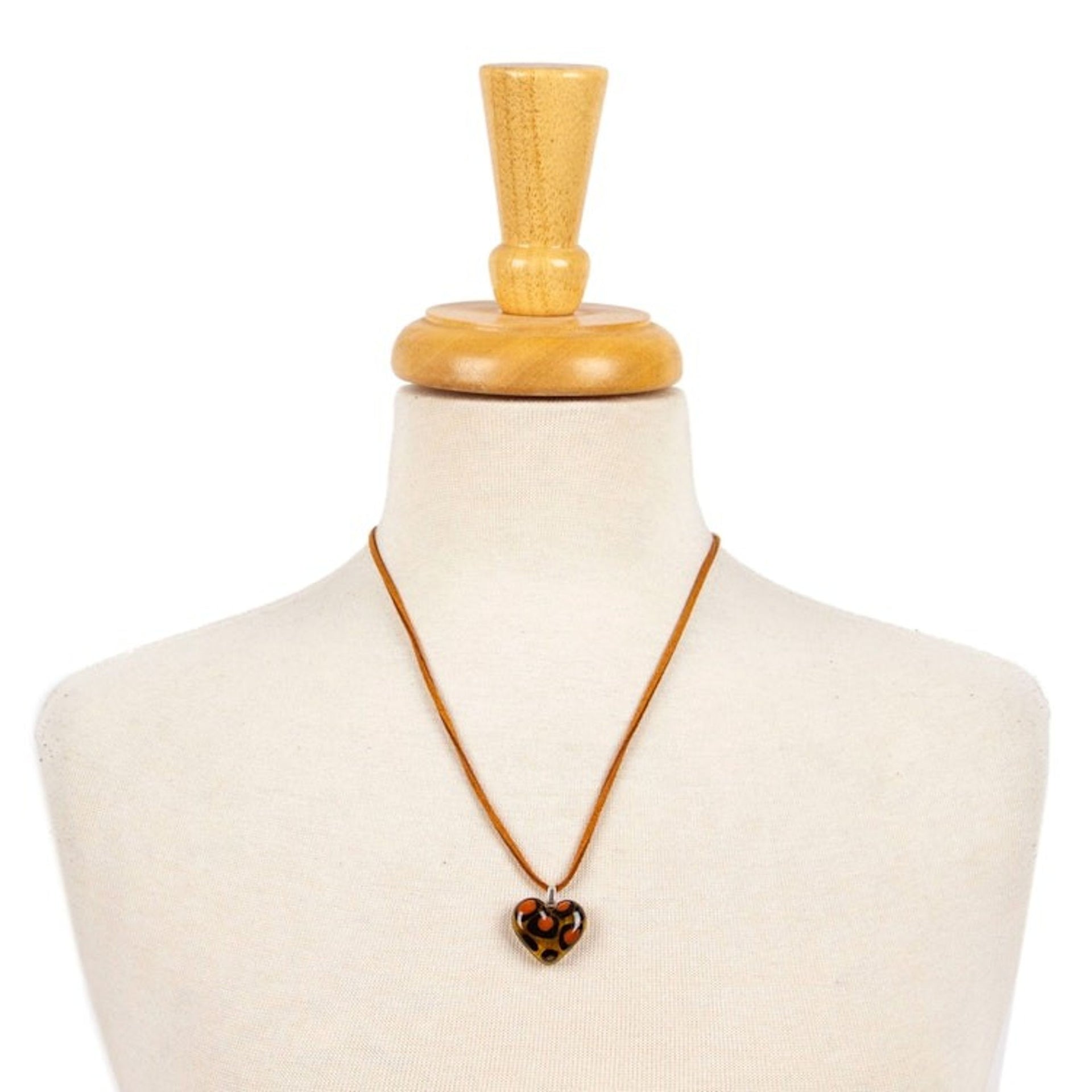 Heart-Shaped Animal Print-Themed Art Glass Pendant Necklace 'My Intriguing Love'
