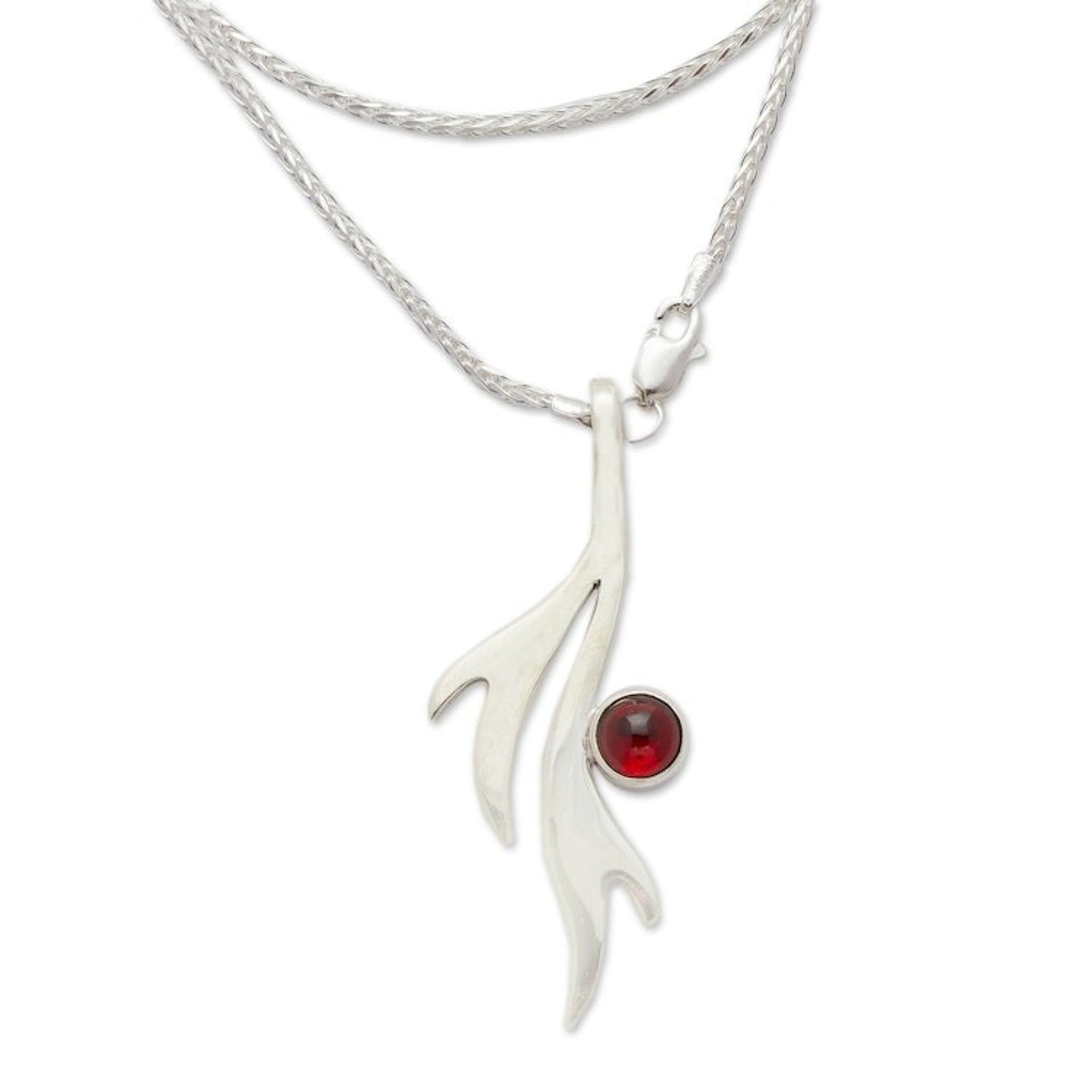 Artisan Crafted Garnet Necklace with Taxco Silver 'Free Spirit'