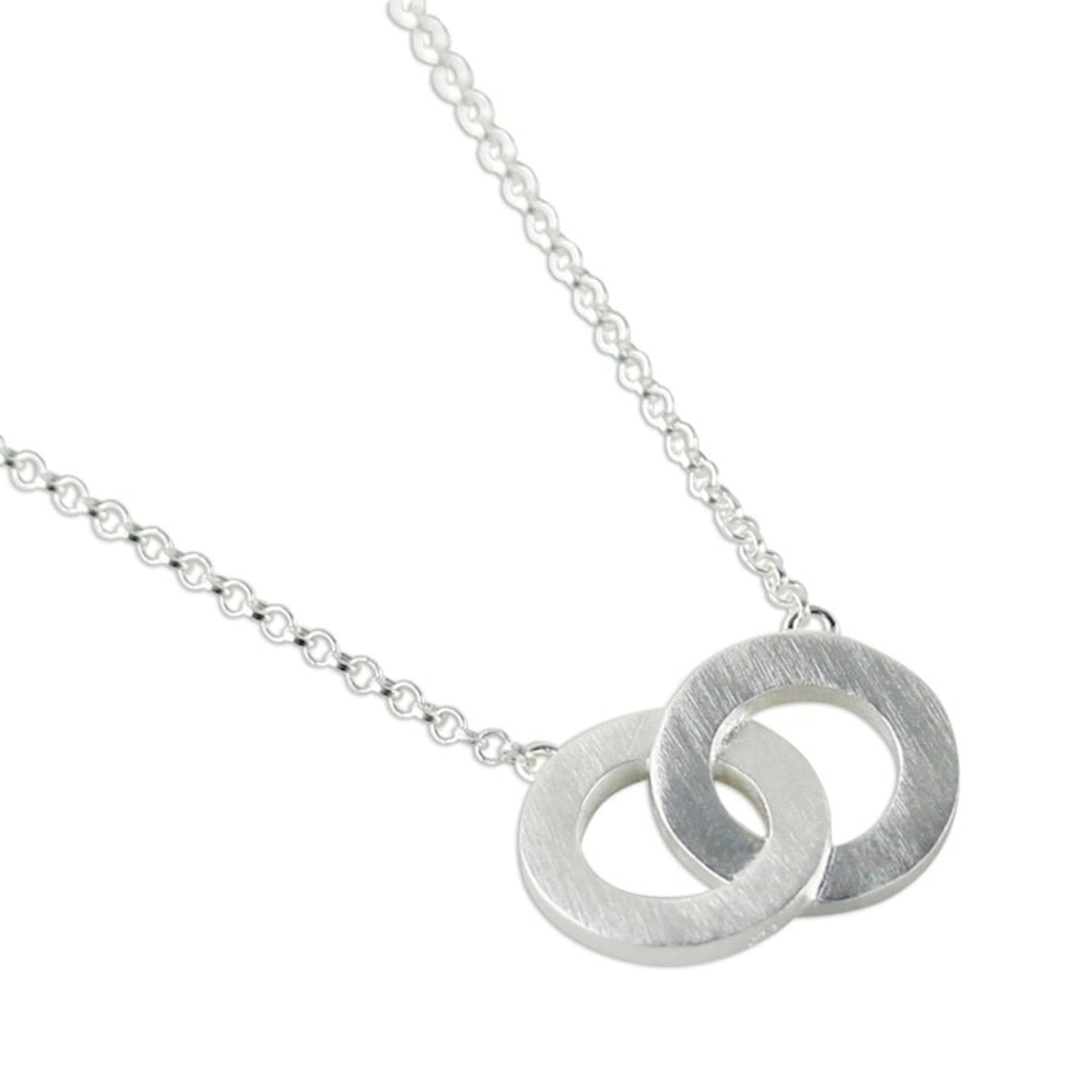 Sterling Silver Two Circle Pendant Necklace 'Infinity Love'