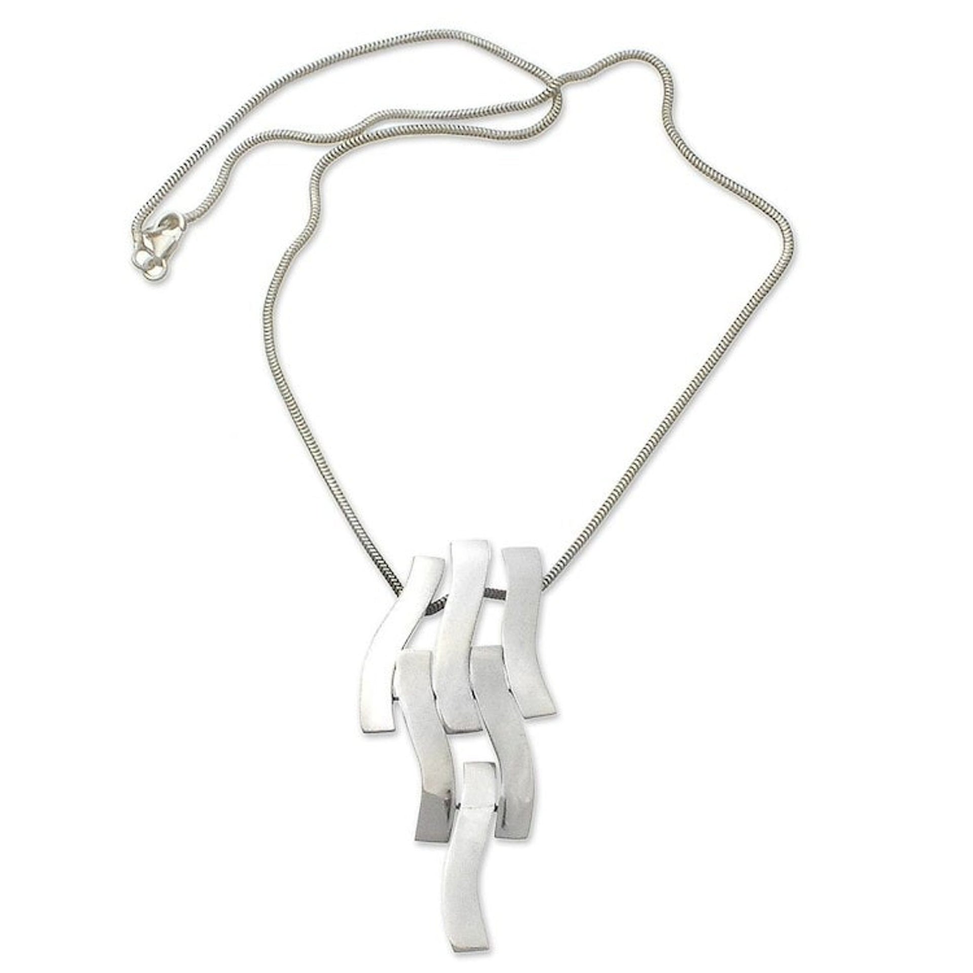 Women's Sterling Silver Pendant Necklace 'Waves'