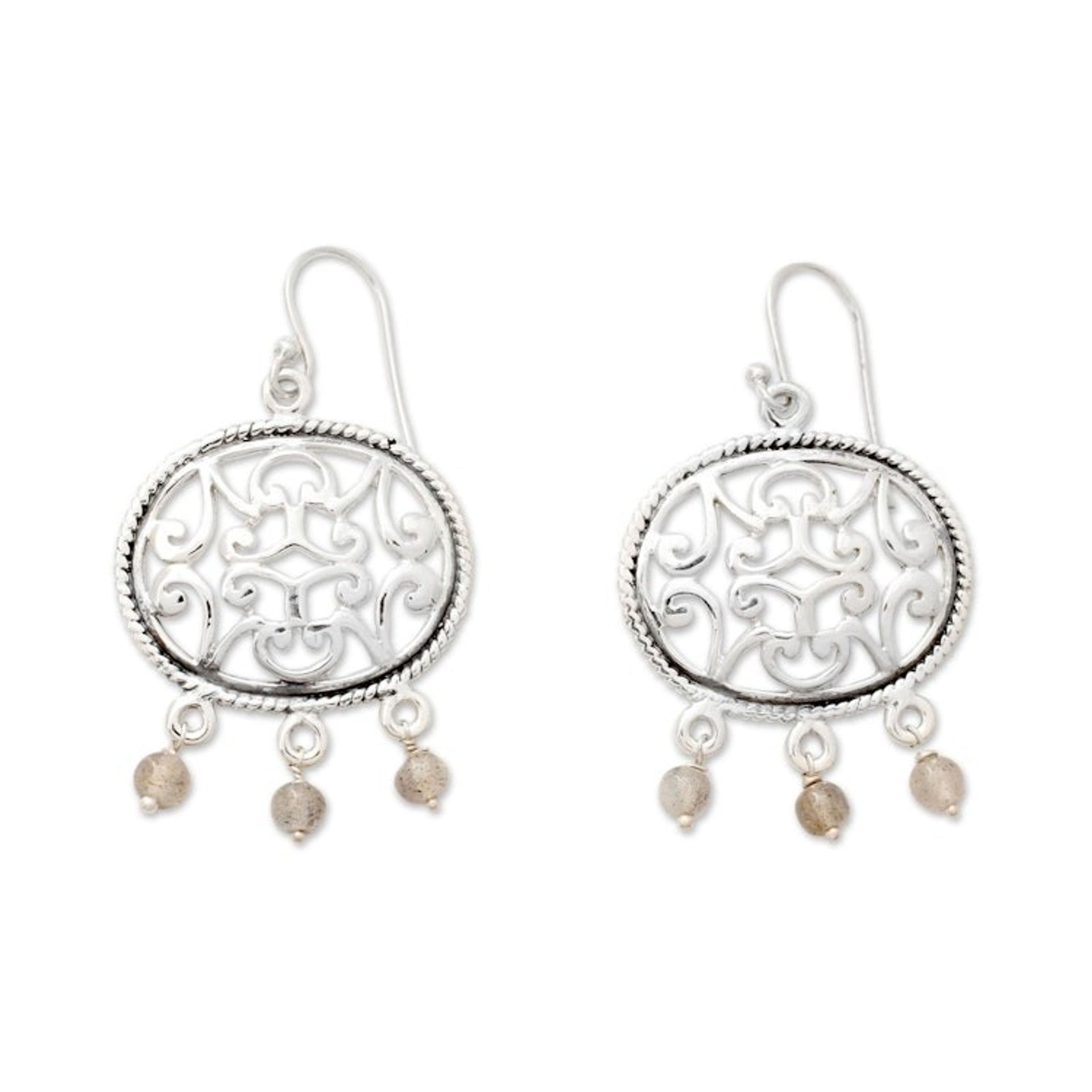 Hand Made Sterling Silver Earrings with Labradorite 'Mughal Visions'