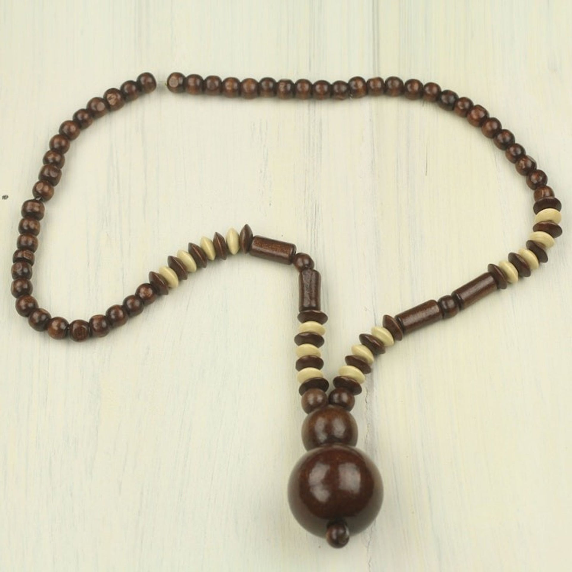 Fair Trade West African Beaded Wood Necklace 'Joy Ride'