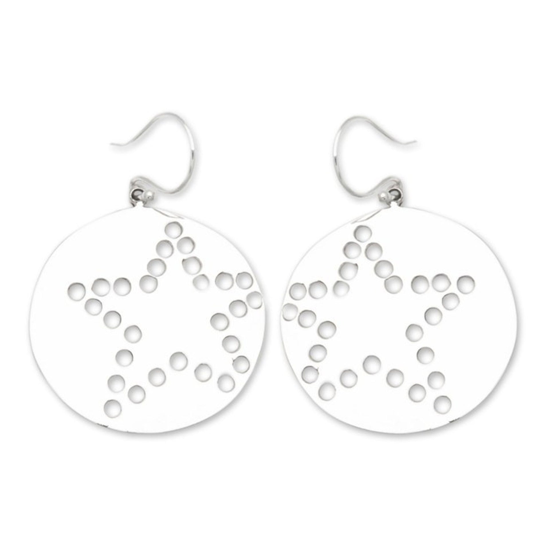 Star-Themed Round Sterling Silver Dangle Earrings from Bali 'You The Star'