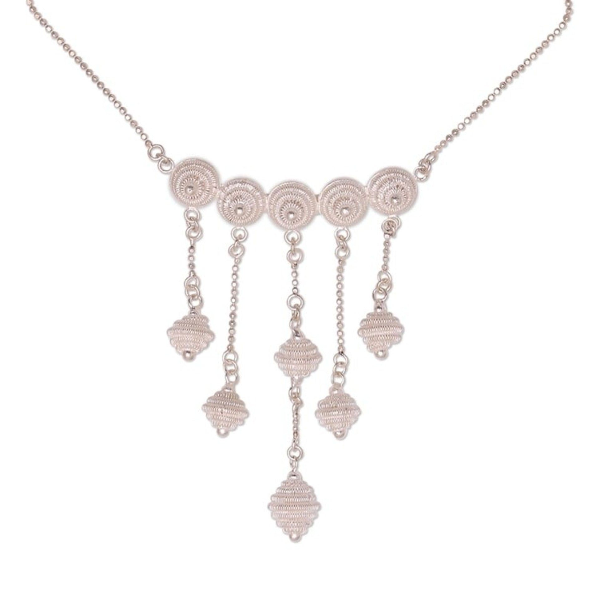 Artisan Crafted Sterling Silver Pendant Necklace from Java 'Sacred Stupa'