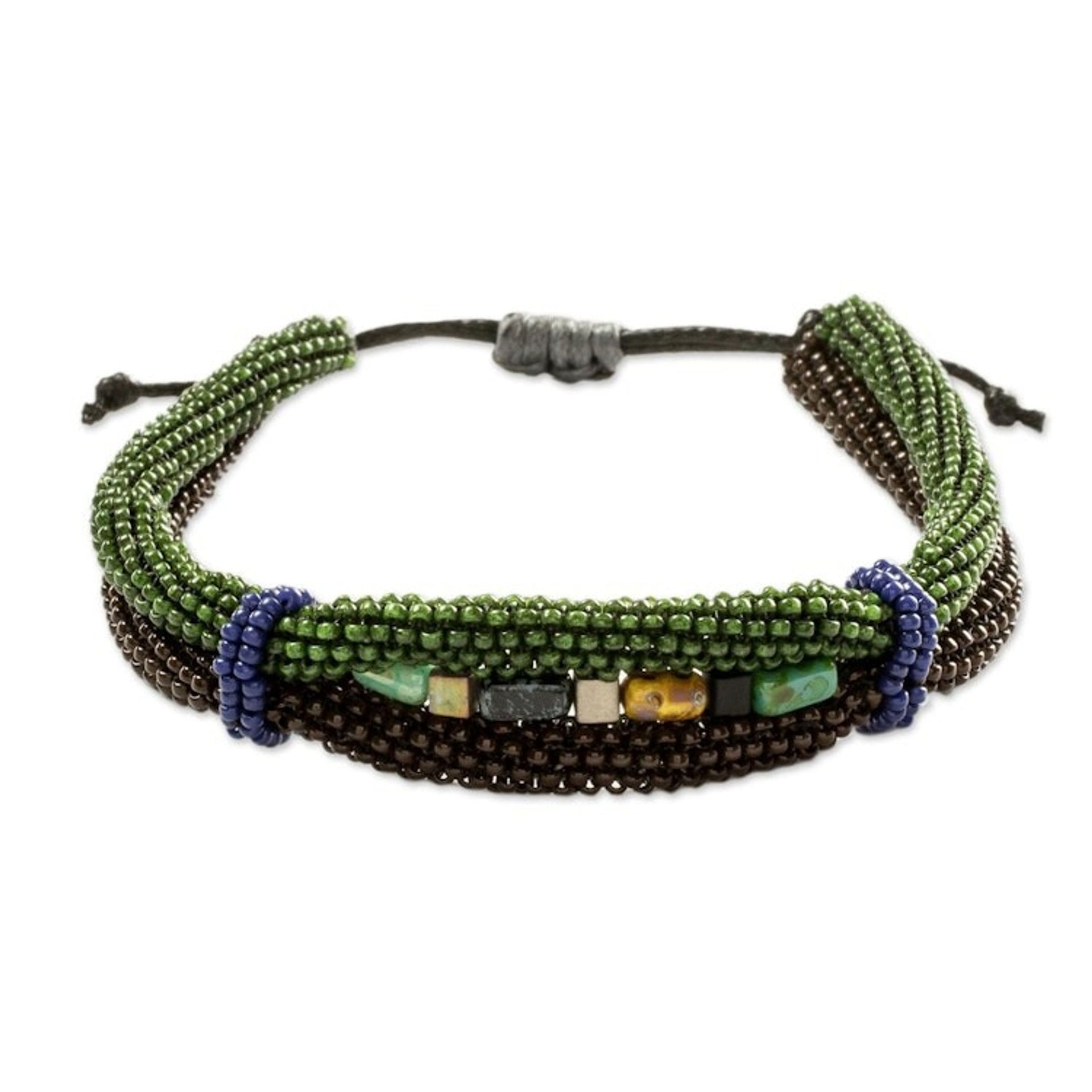 Handmade Earth Color Beaded Guatemalan Unity Bracelet 'Earth in Union'