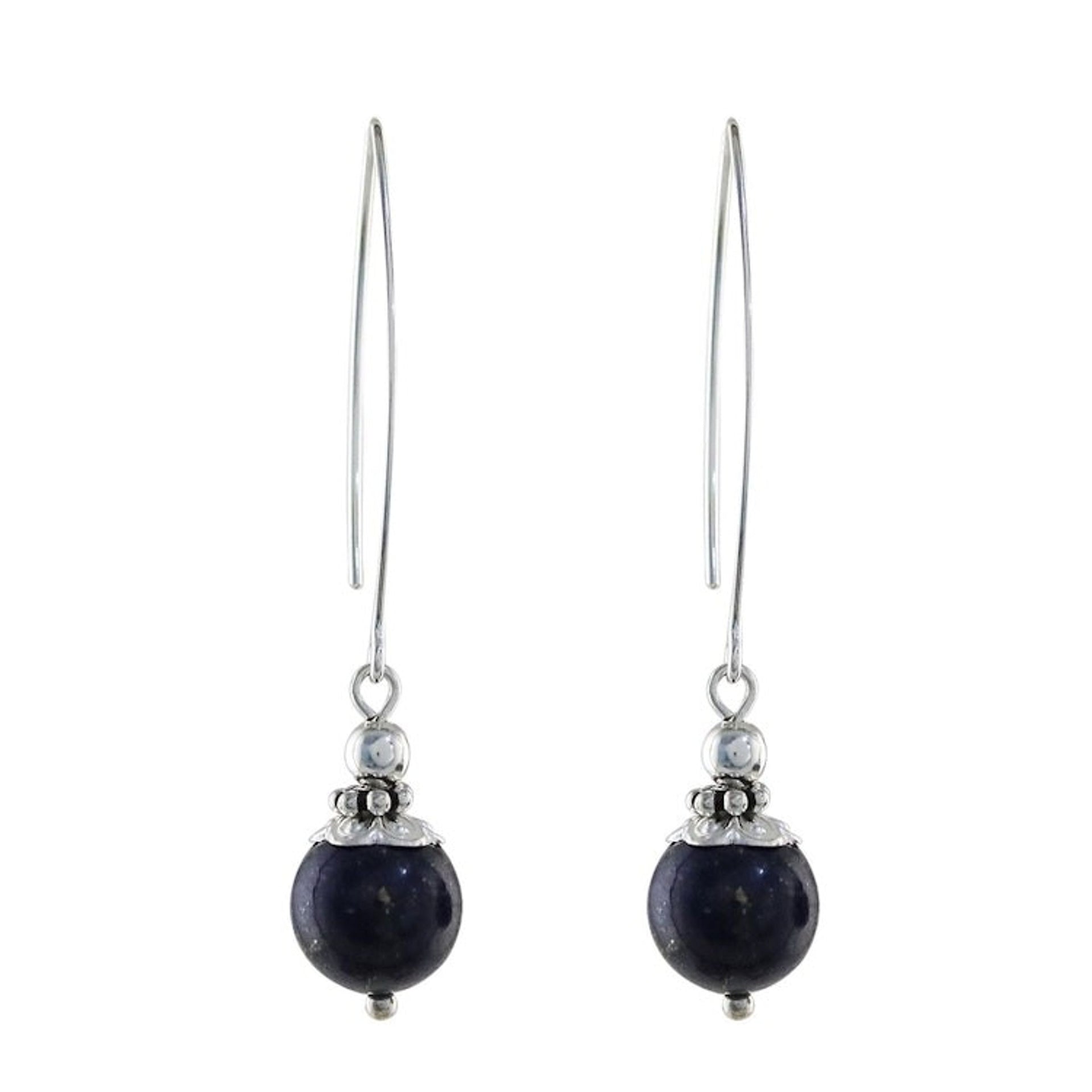 Handcrafted Lapis Lazuli and Sterling Silver Dangle Earrings 'Midnight Illusions'