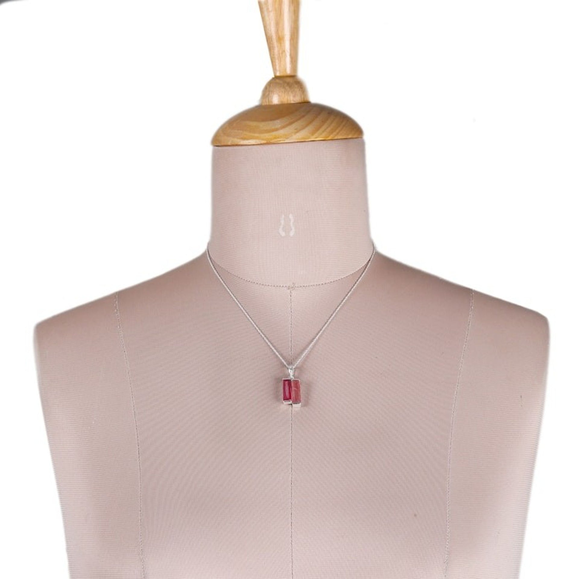 Avant Garde-Themed 1-Carat Ruby and Quartz Pendant Necklace 'Pink Dimensions'