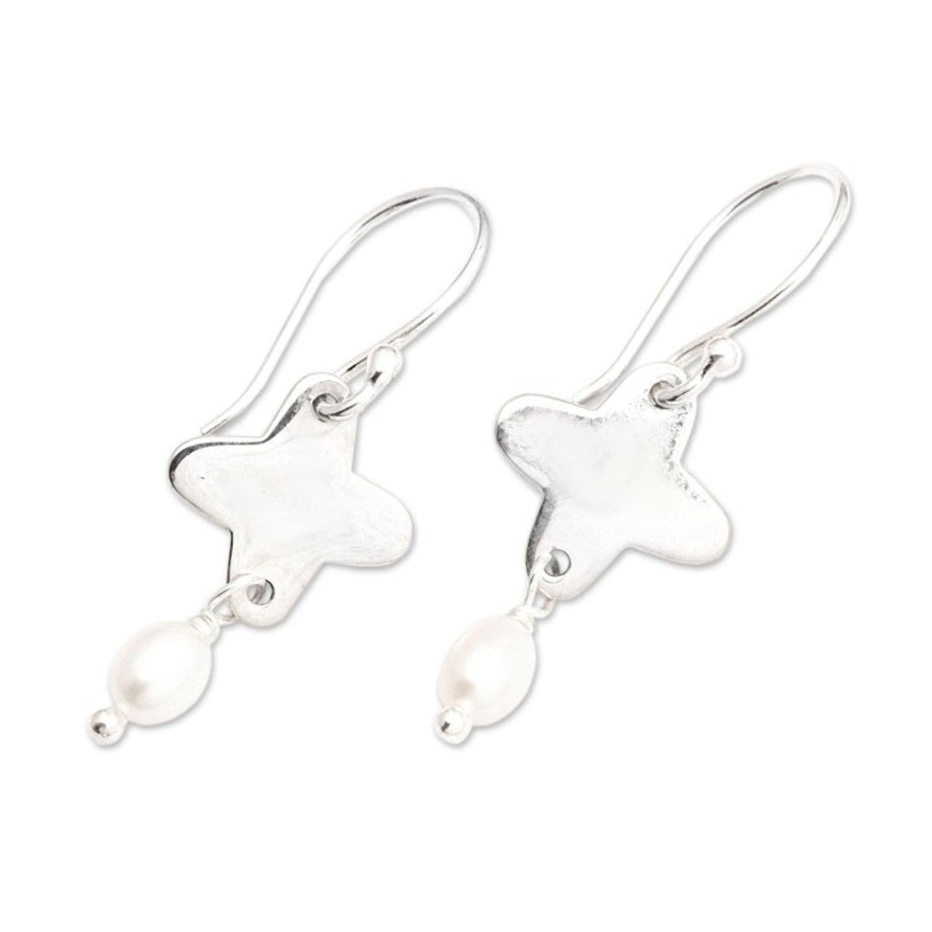 High-Polished Peach Cultured Pearl Dangle Earrings from Bali 'Pearly Energies'