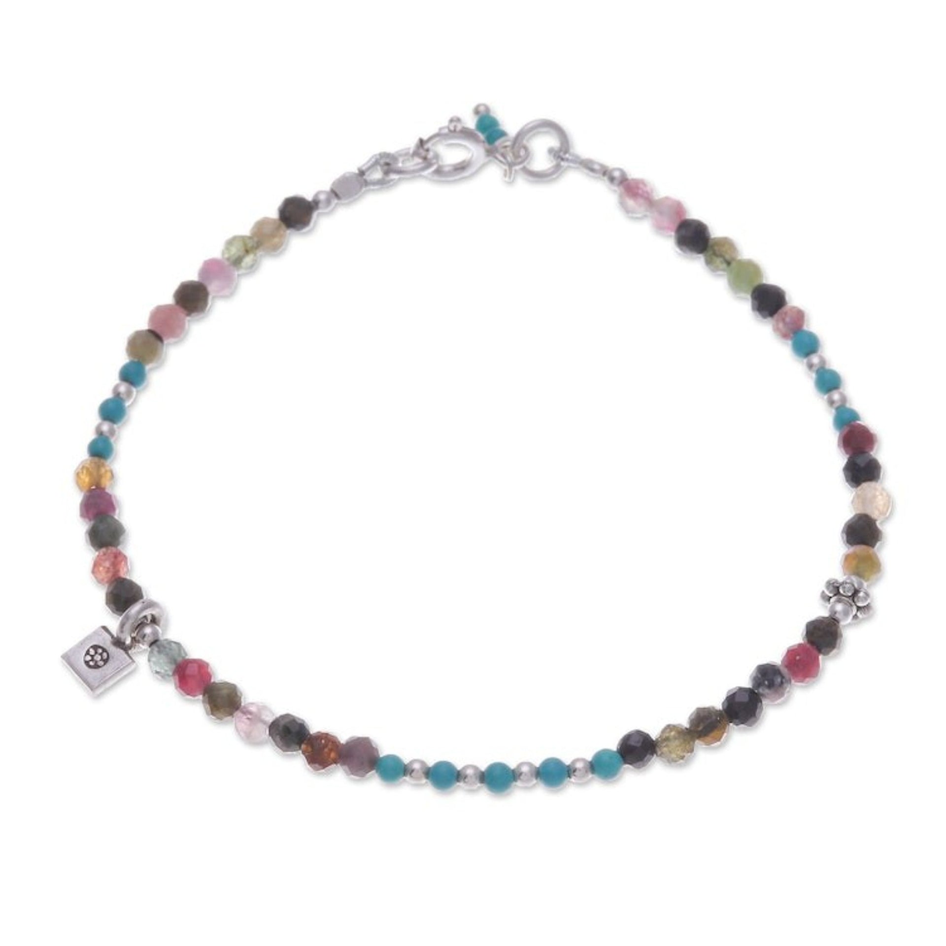 Tourmaline and Karen Silver Charm Bracelet 'Candy Sky'
