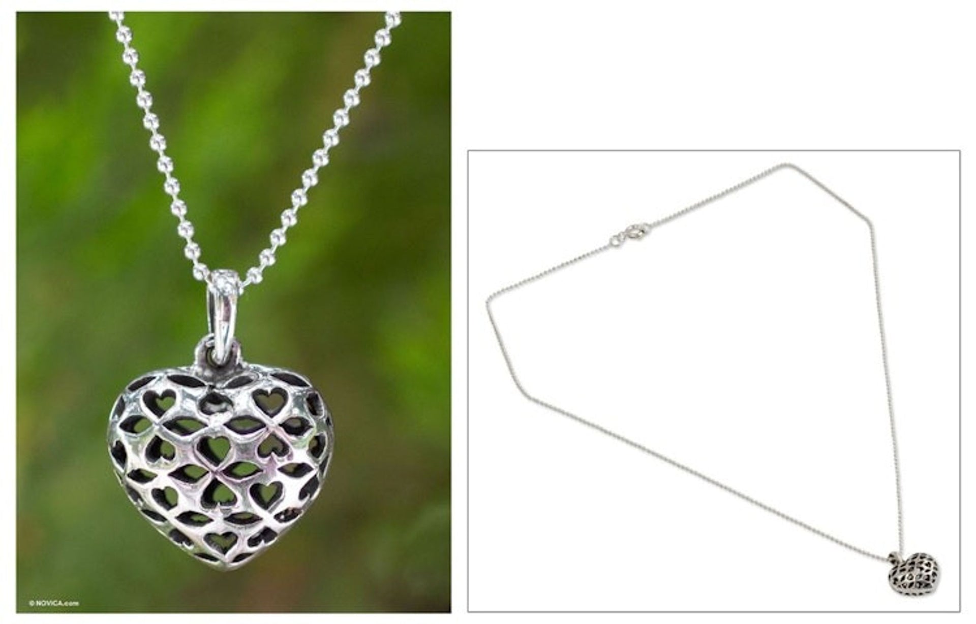 Sterling silver pendant necklace 'Heart of the Forest'