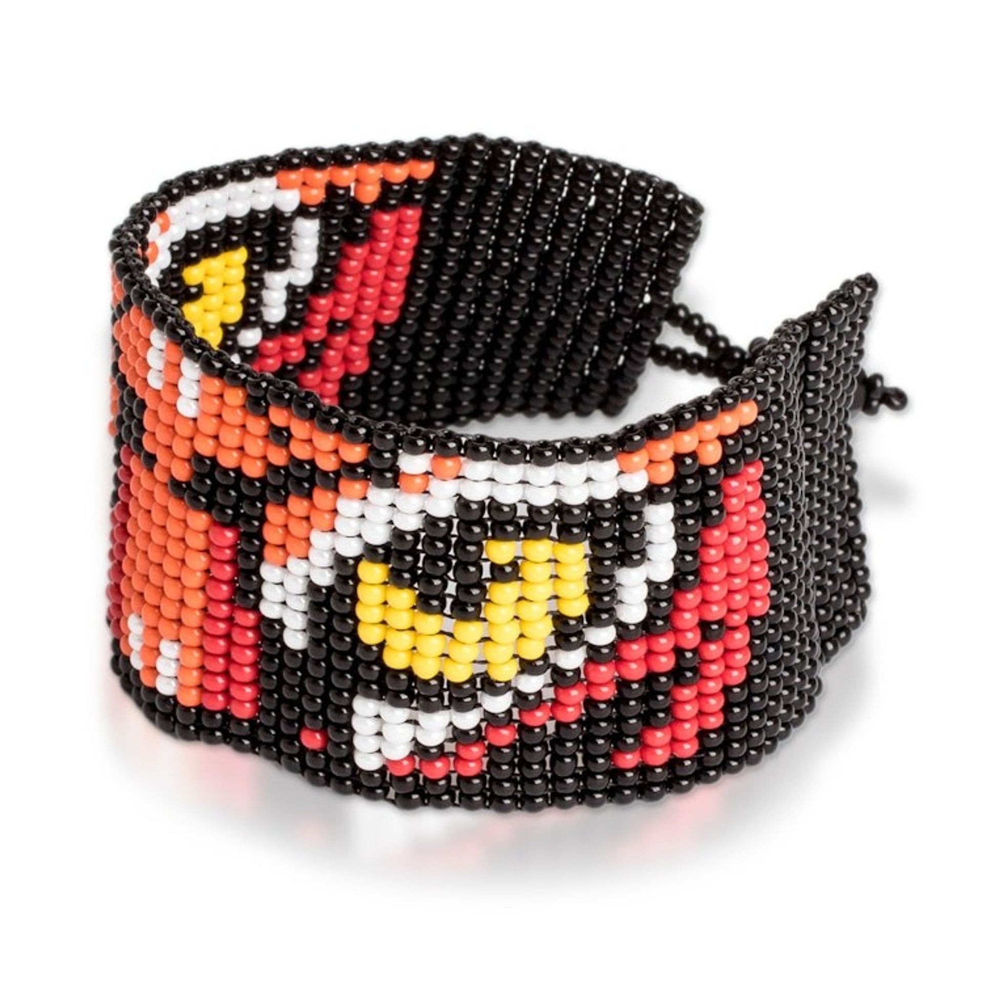 Tiger Motif Beaded Wristband Bracelet 'Tiger Gaze'