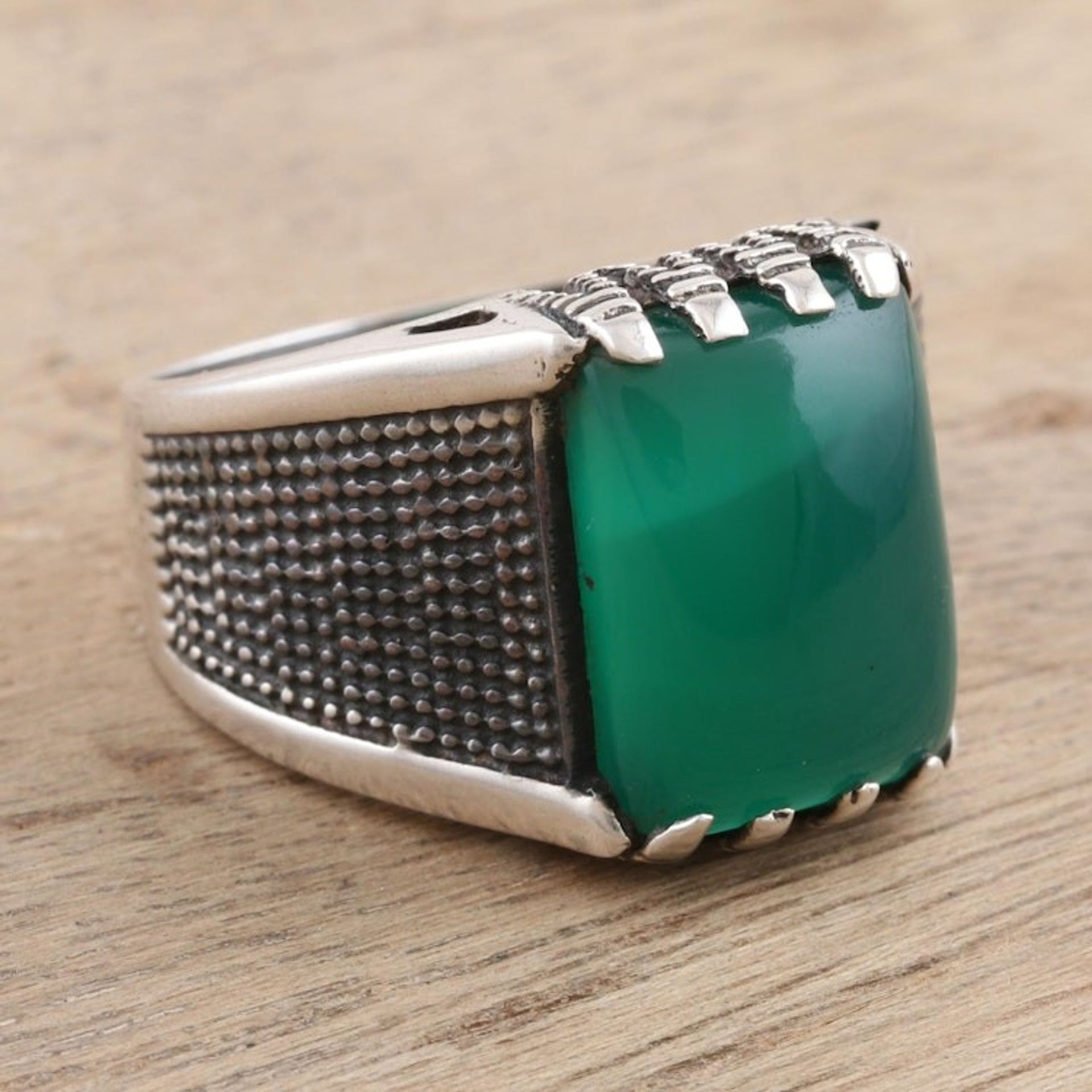 Men's Green Onyx Cocktail Ring 'Green Strength'