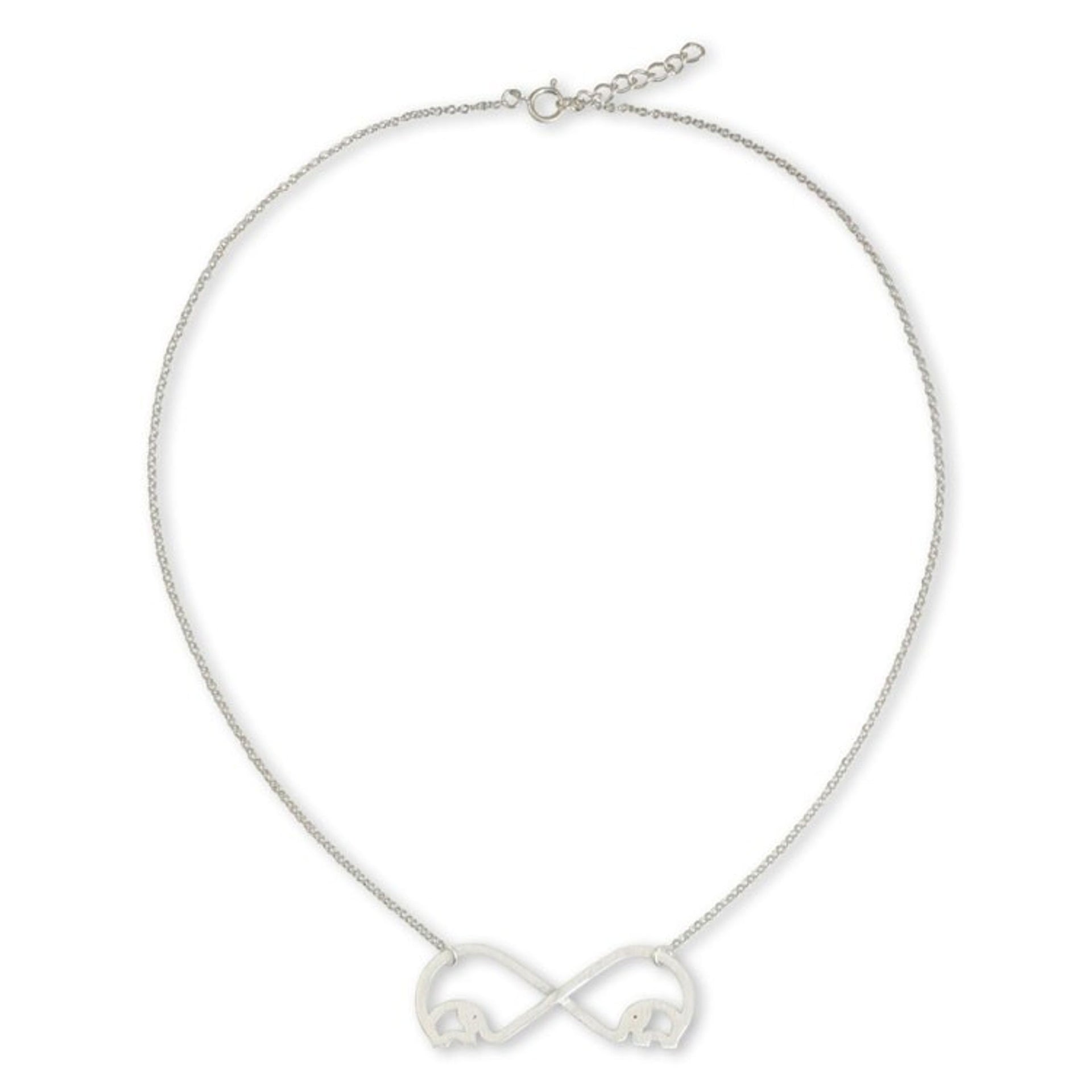 Brushed Sterling Silver Handcrafted Elephant Necklace 'Infinity Elephant'